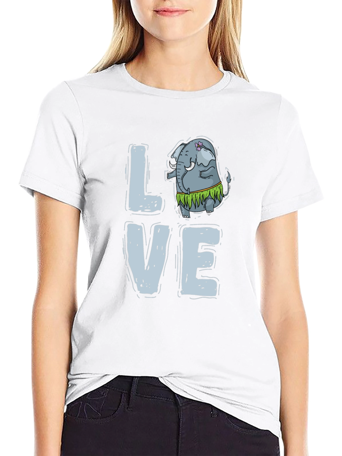 Black Love Elephant Hula Graphic Tee view 9