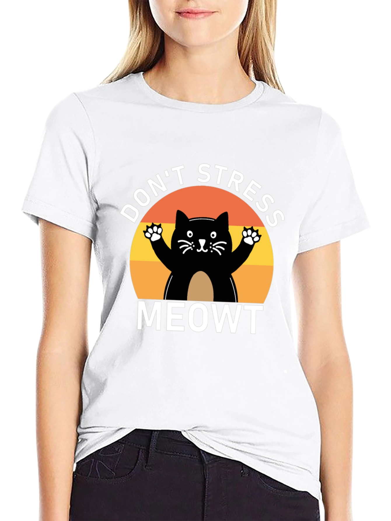 Black Don't Stress Meowt Cat T-Shirt view 9