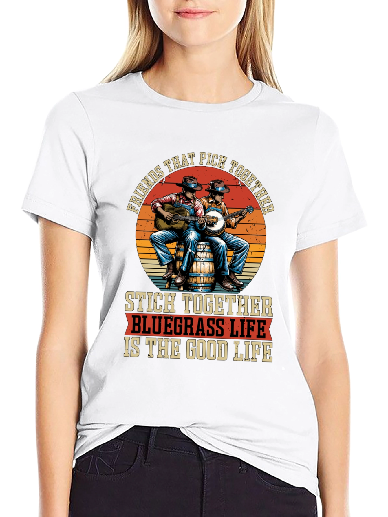 Black Bluegrass Life T-Shirt - Friends That Pick Together view 9
