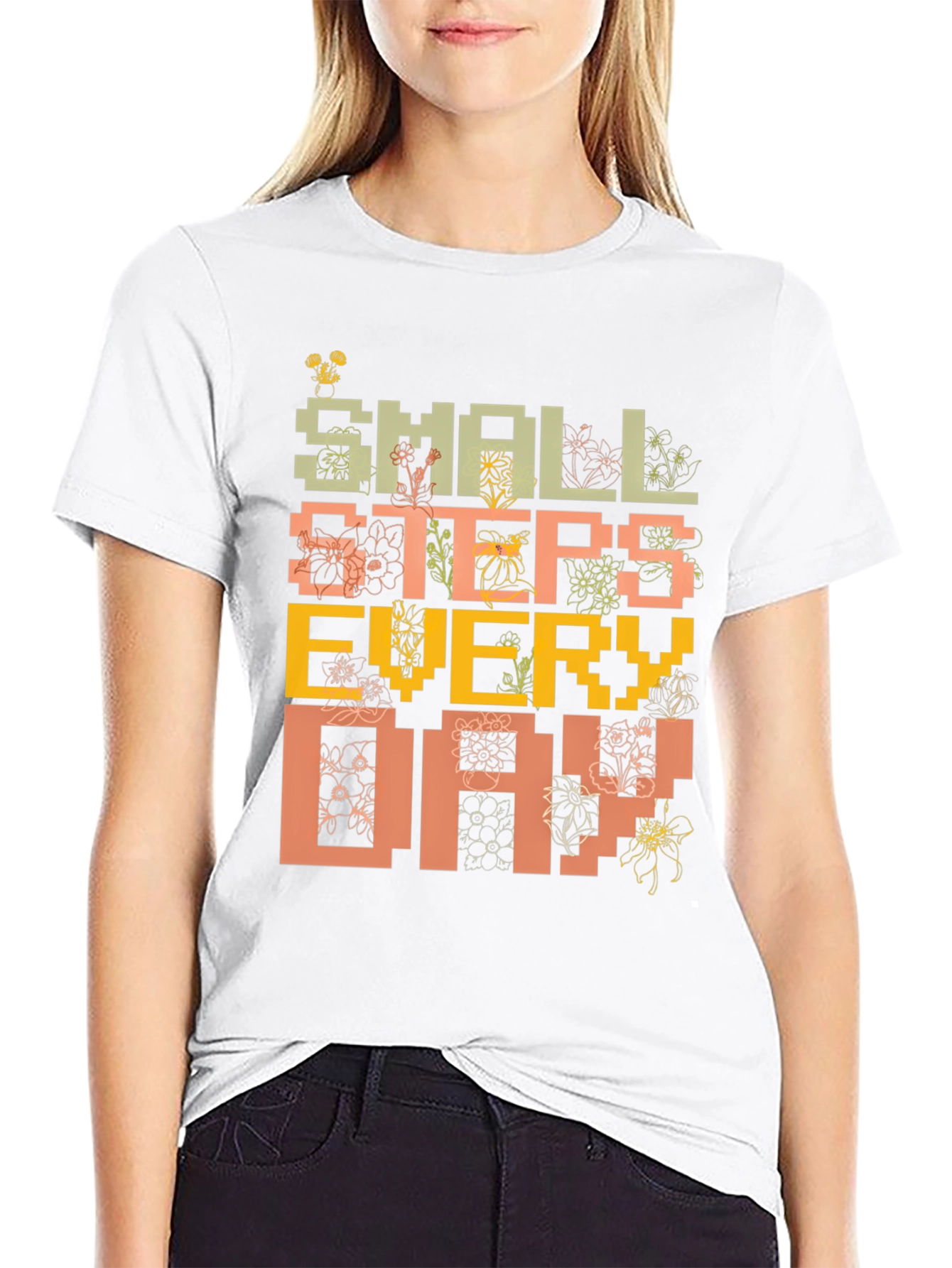 Black Small Steps Everyday Graphic Tee - Black view 9