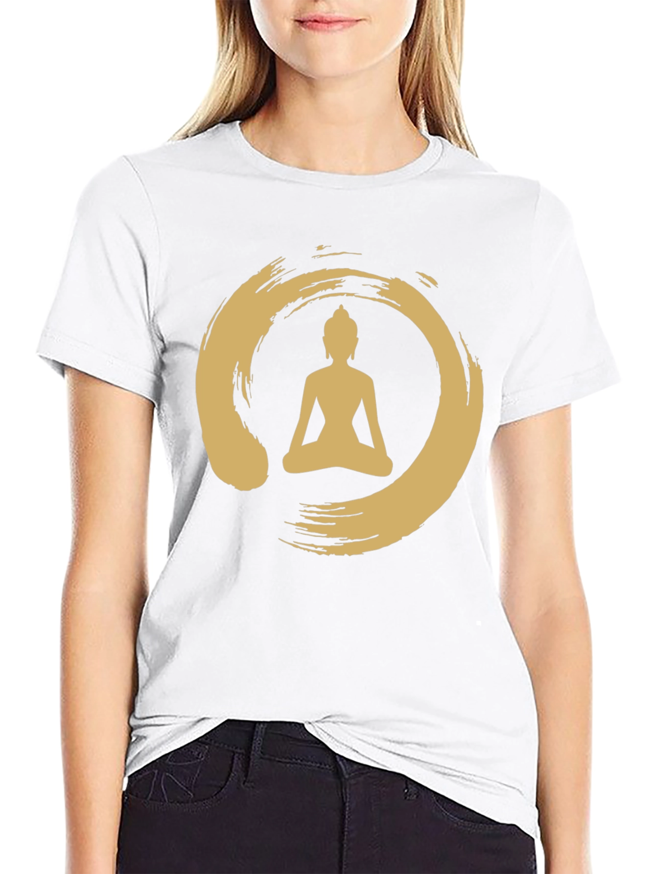 Black Enso Zen Circle Buddha T-Shirt - Black view 9
