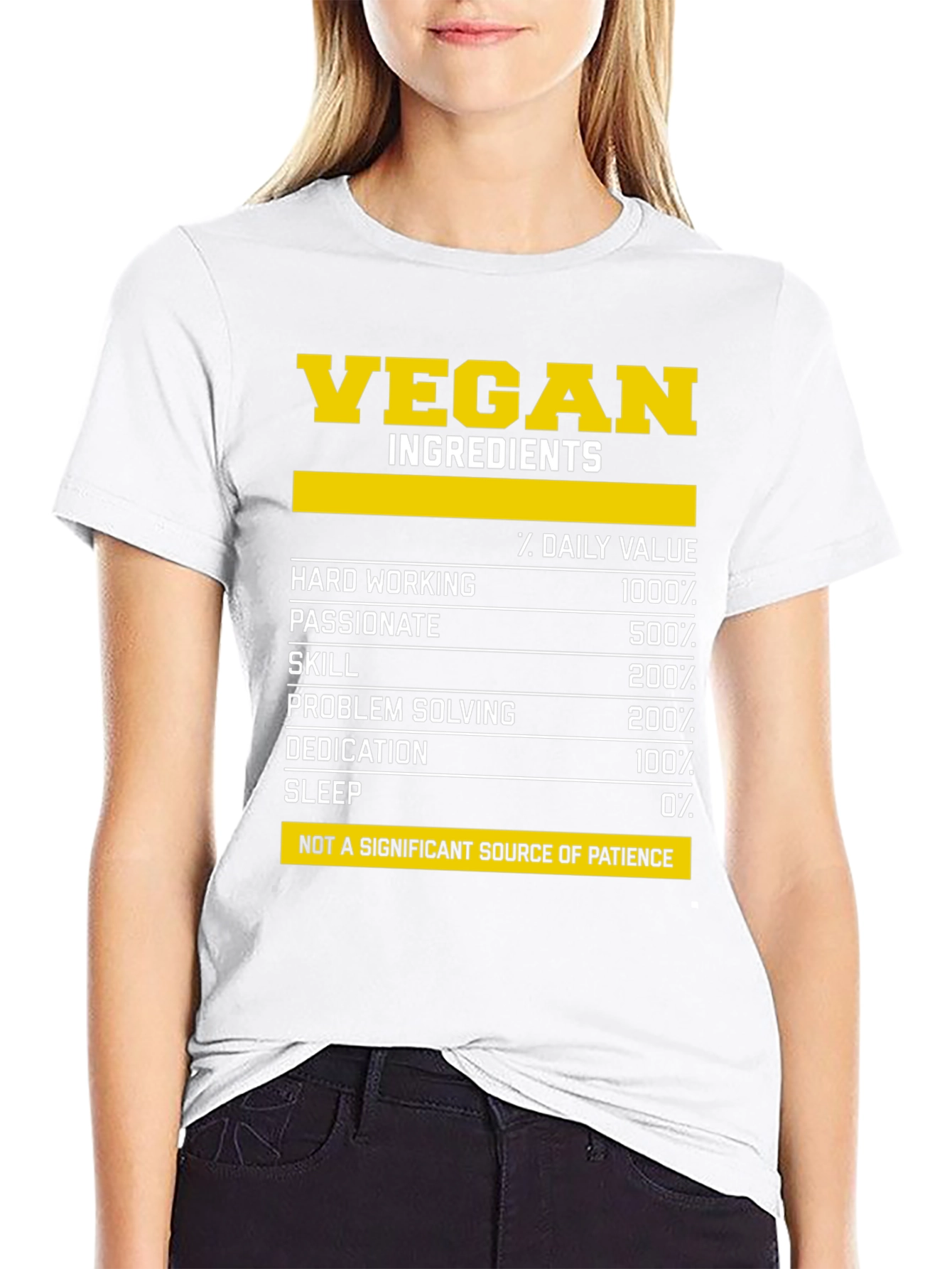 Black Vegan Ingredients T-Shirt - Funny Nutrition Facts Tee view 9