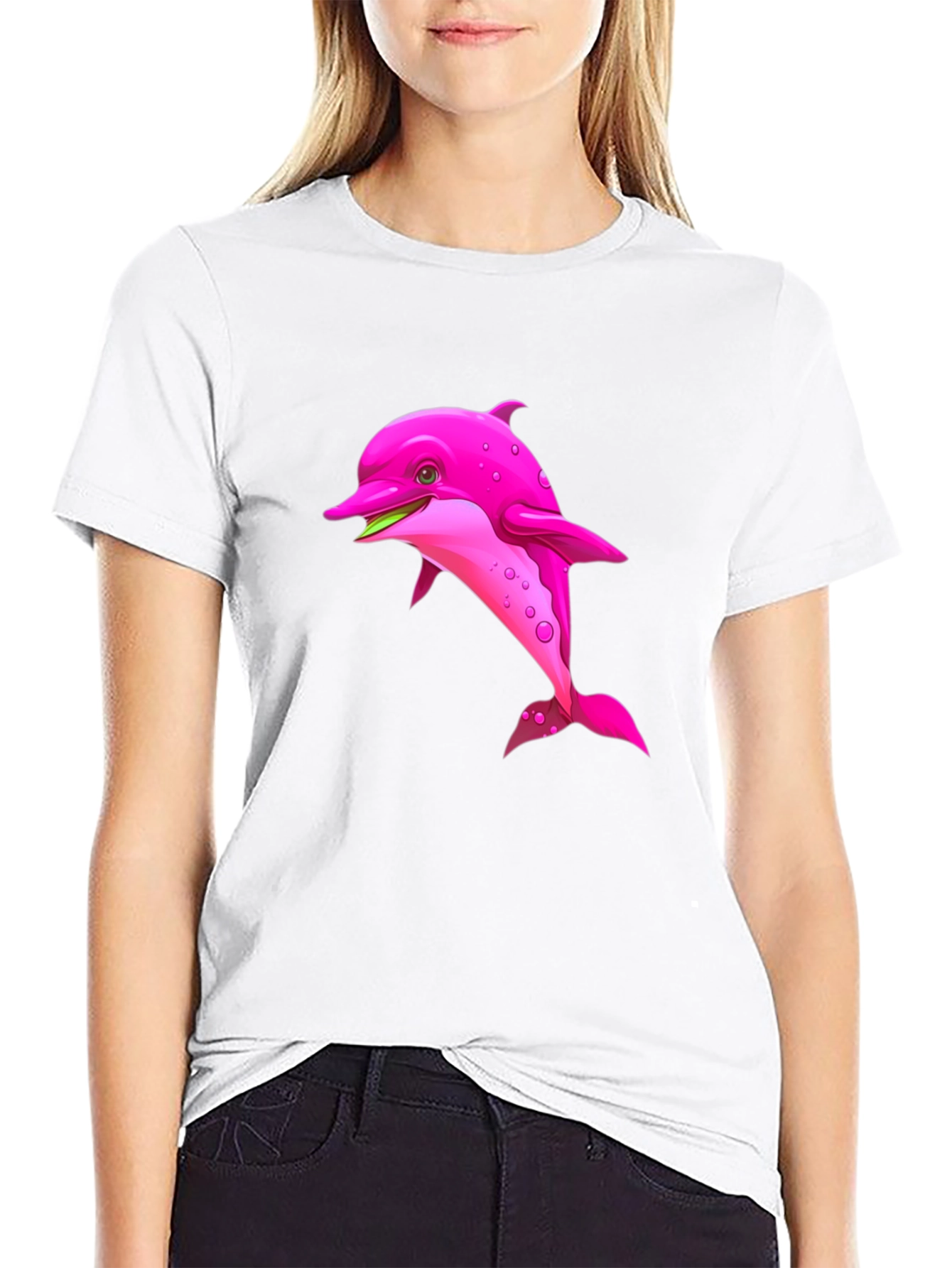 Black Pink Dolphin Graphic Black T-Shirt view 9