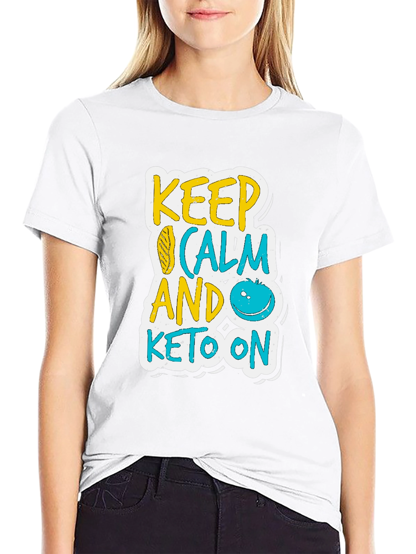Black Keep Calm and Keto On Black T-Shirt view 9