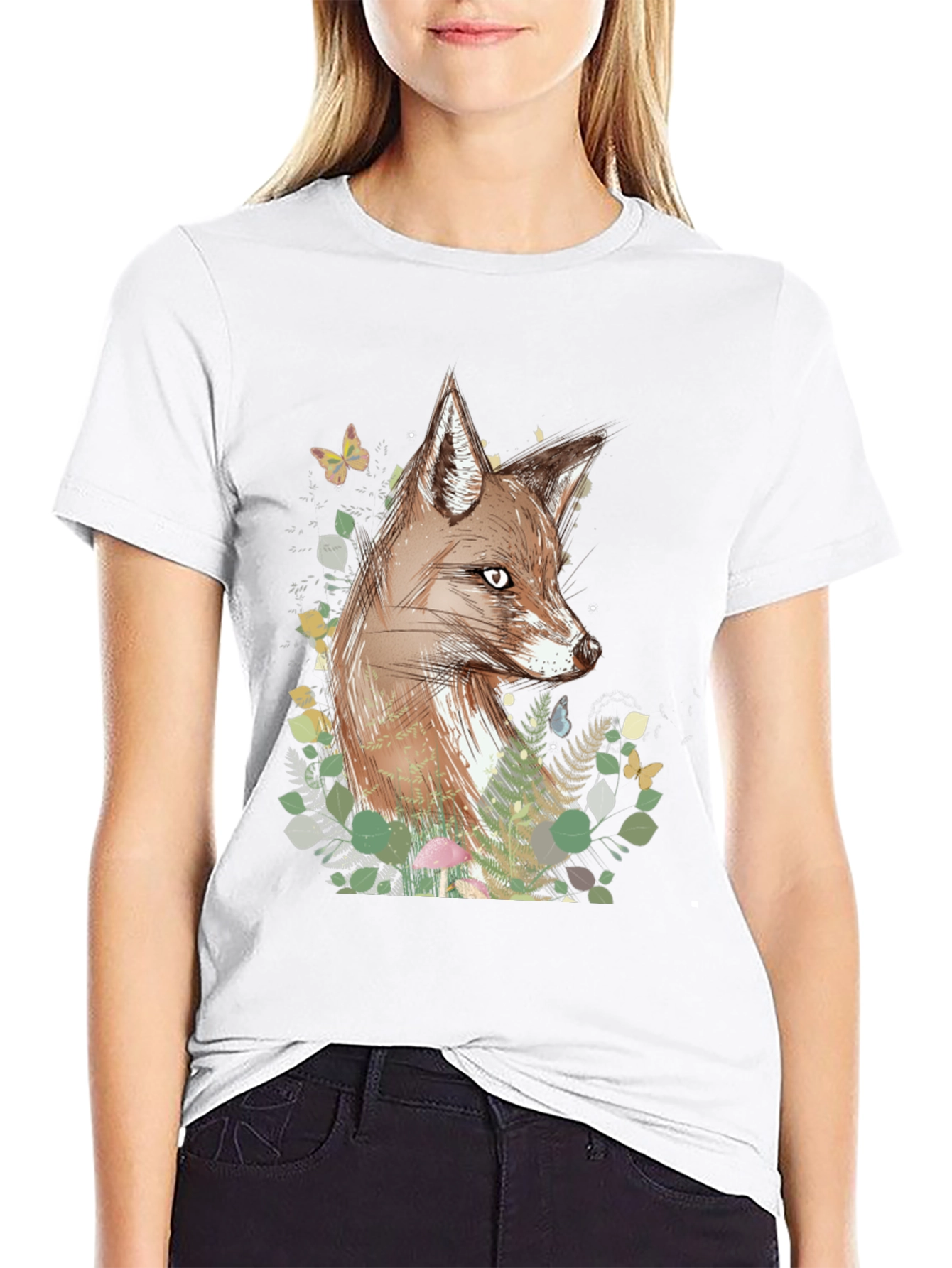 Black Fox Graphic Print Black T-Shirt view 9