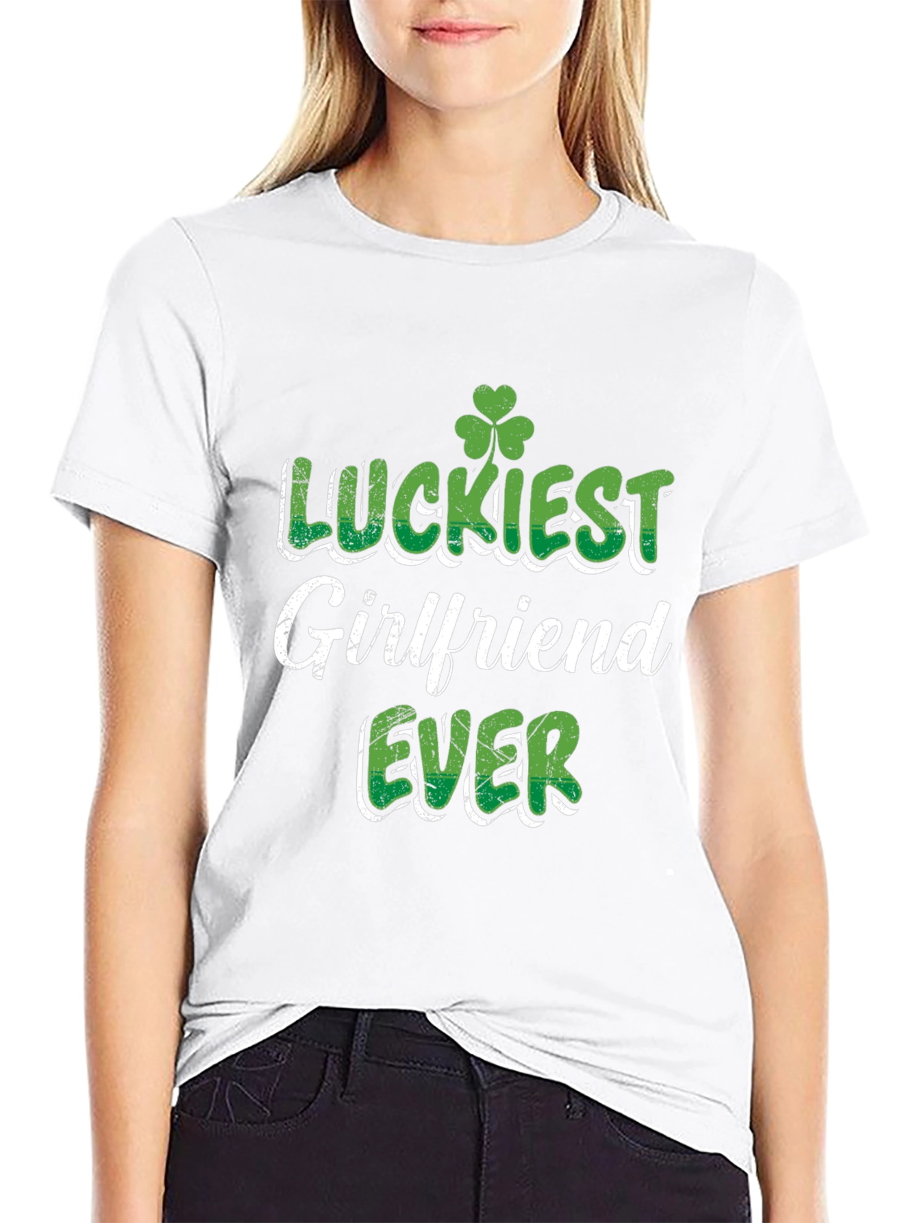 Black Luckiest Girlfriend Ever St. Patrick's Day T-Shirt view 9