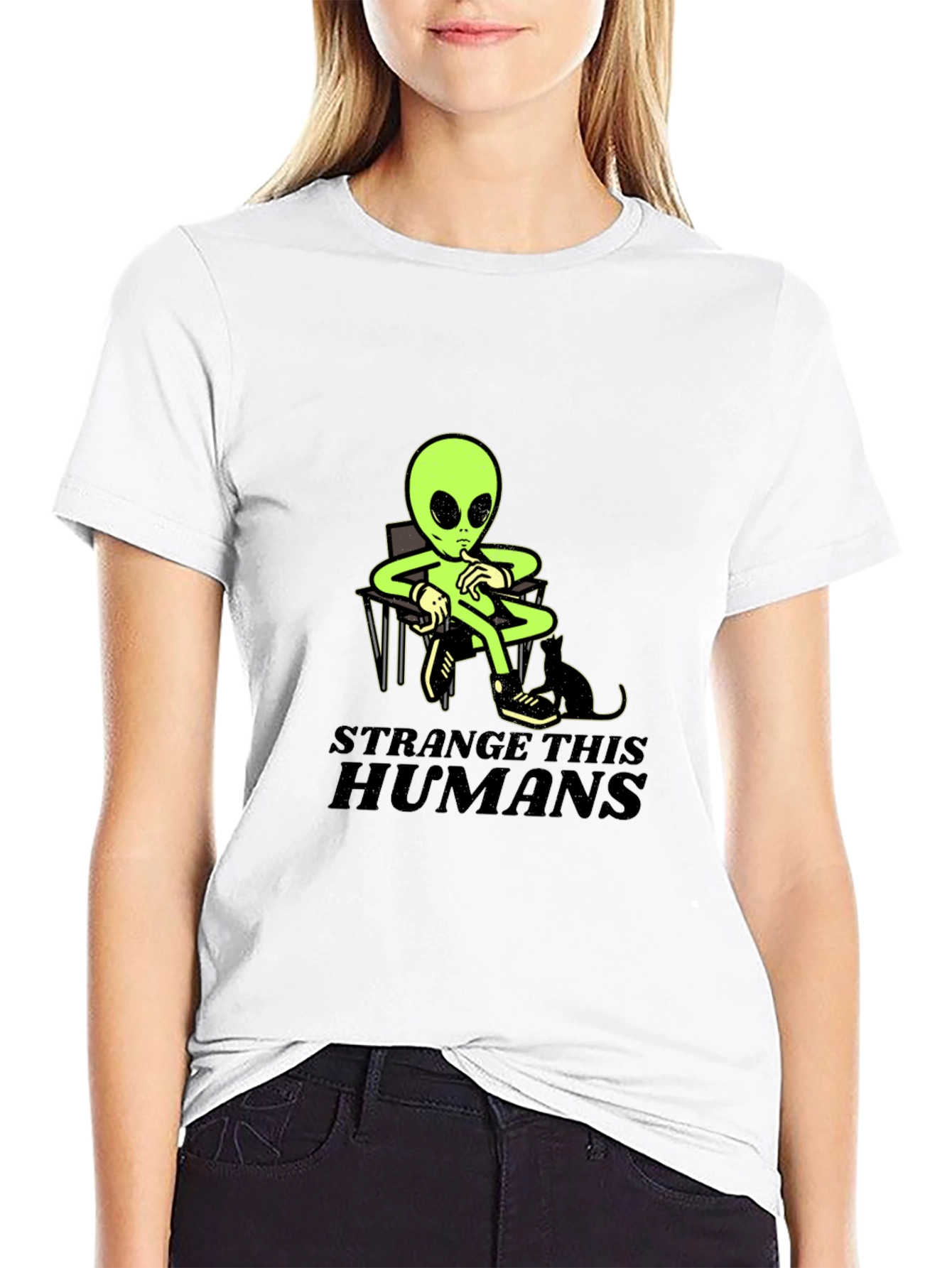 Black Strange This Humans Alien Black T-Shirt view 9