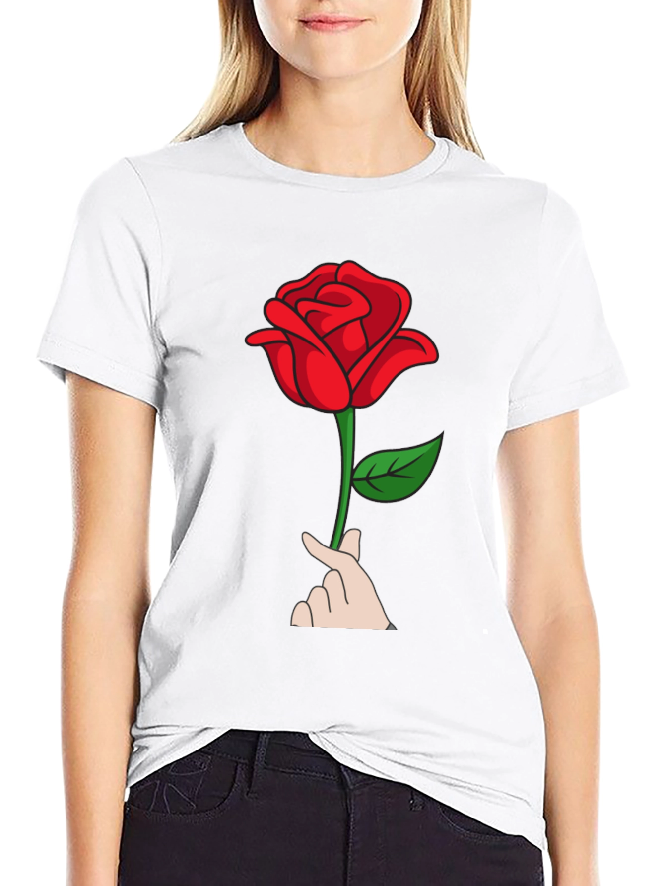 Black Rose Heart T-Shirt - Black view 9