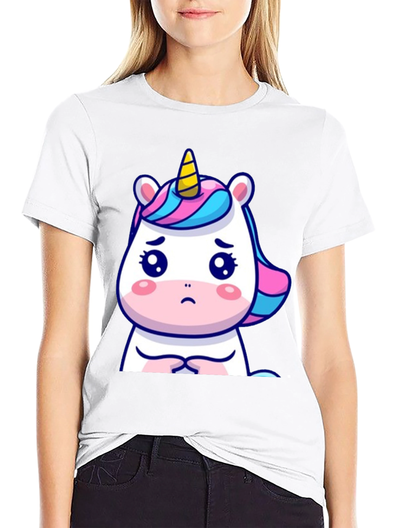 Black Sad Unicorn Graphic Tee - Black Cotton Comfort view 9