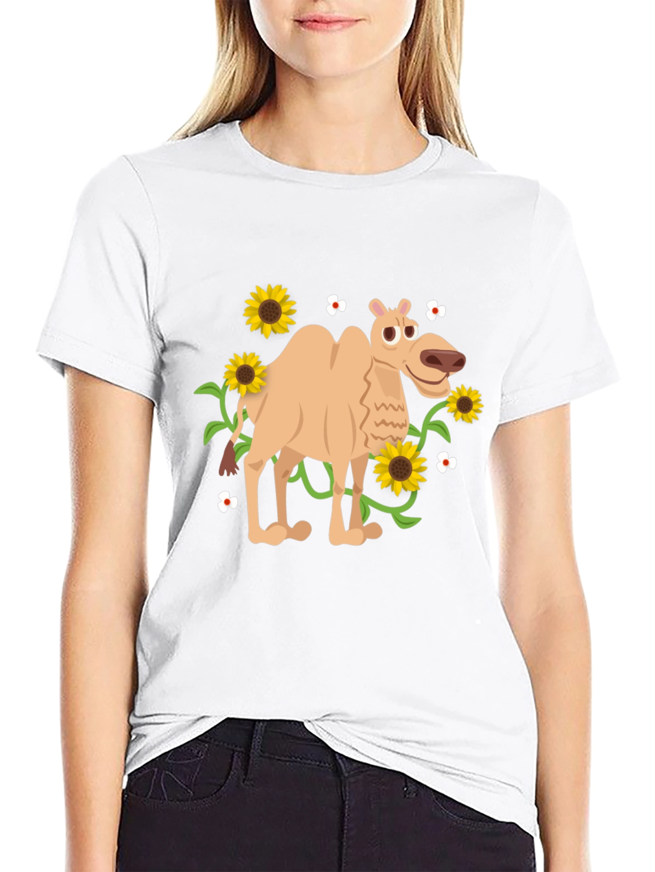 Black Camel and Sunflowers Graphic Tee view 9