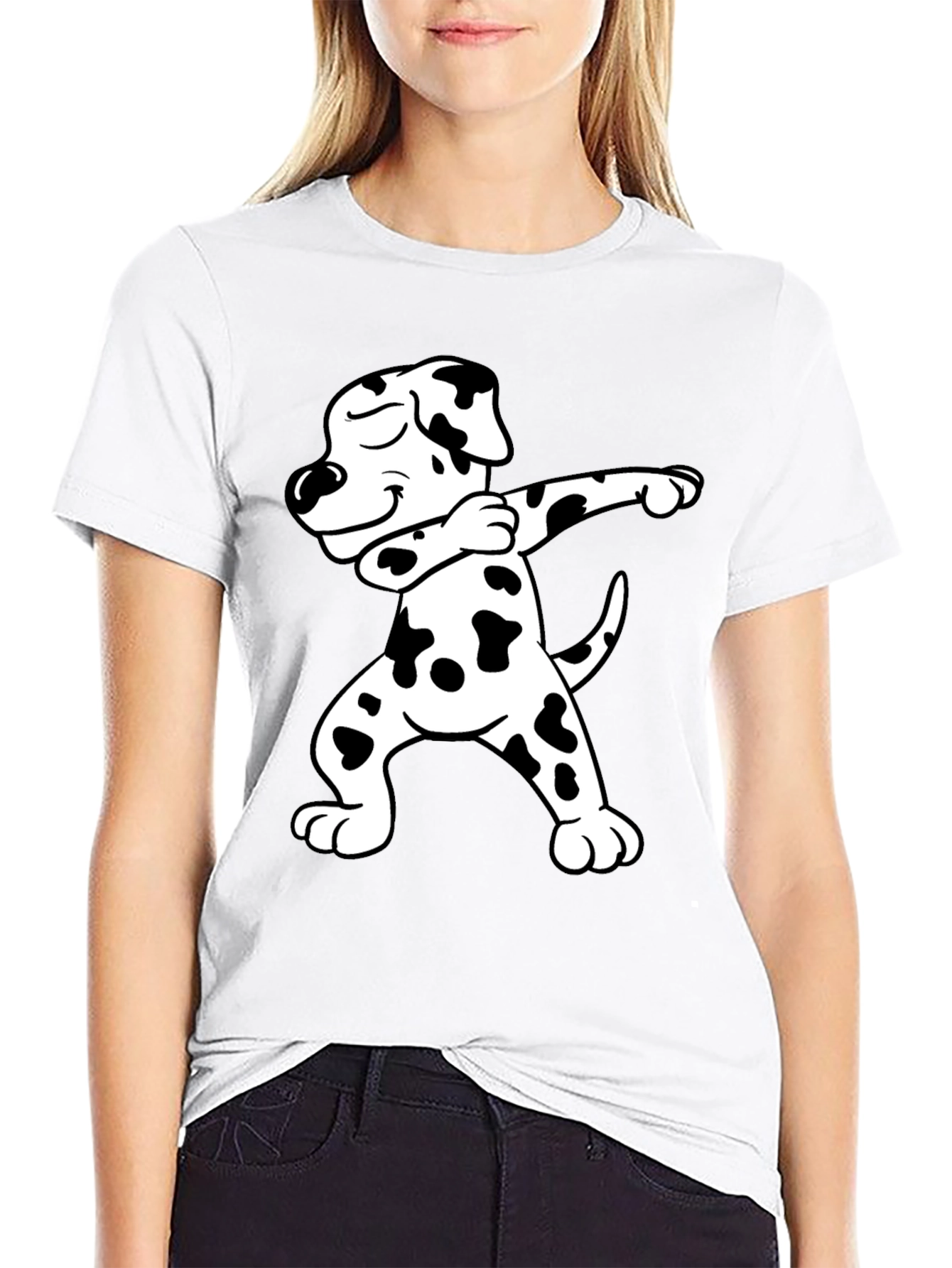 Black Dabbing Dalmatian Graphic Tee - Black view 9
