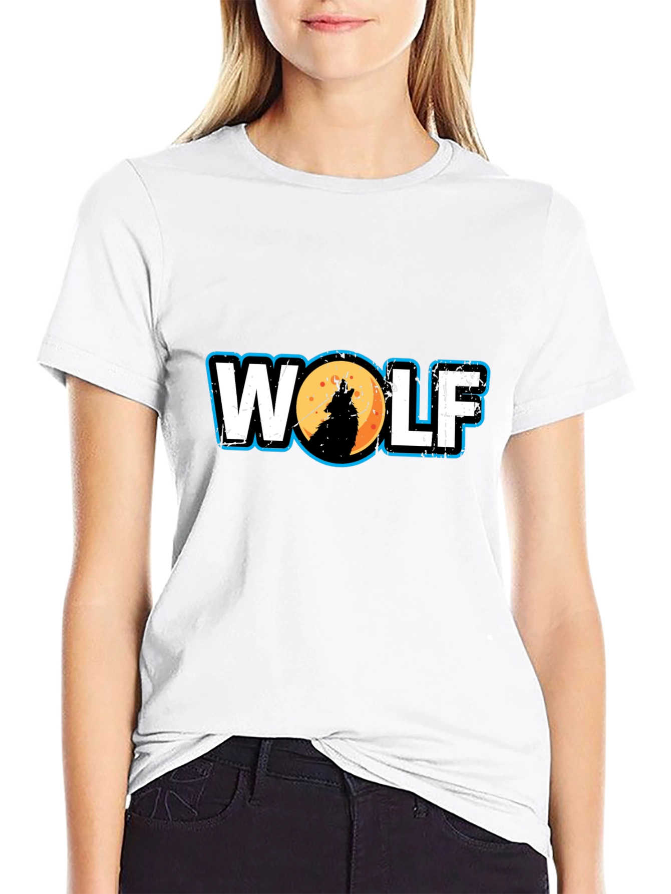 Black Wolf Silhouette Graphic Tee - Black Cotton T-Shirt view 9