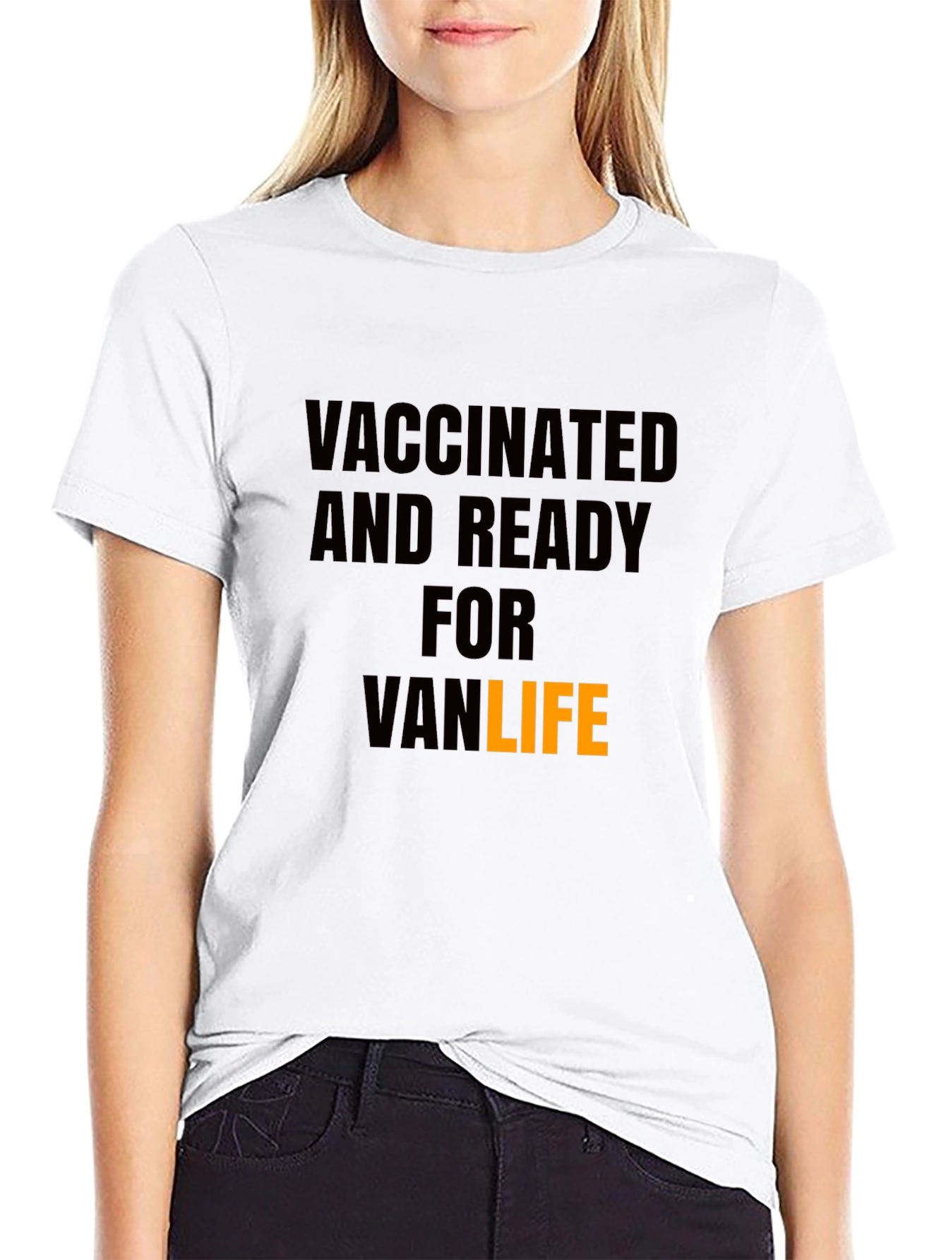Black Vaccinated Van Life T-Shirt - Black view 9