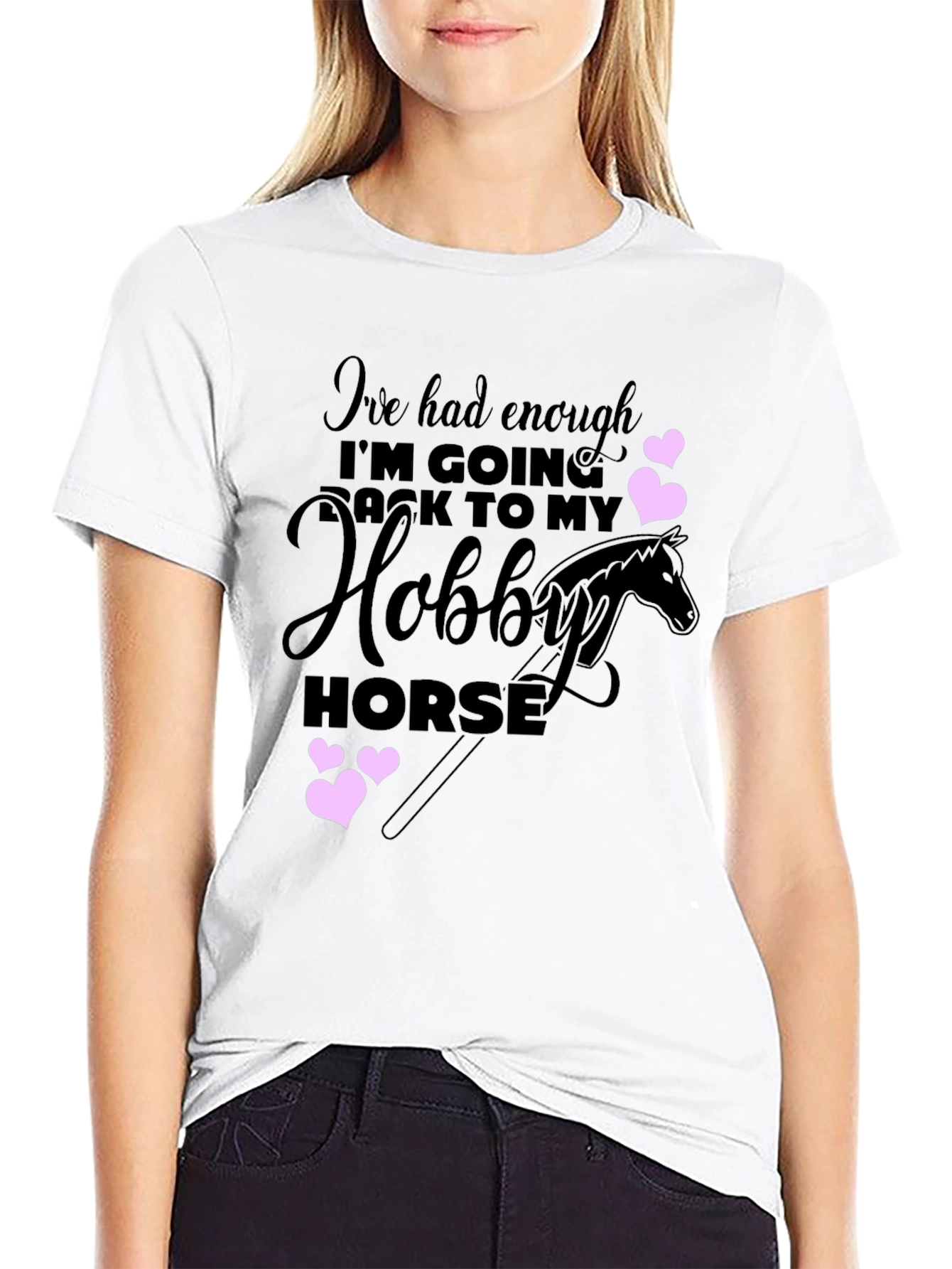 Black Hobby Horse T-Shirt - Enough, Going Back to My Hobby Horse view 9