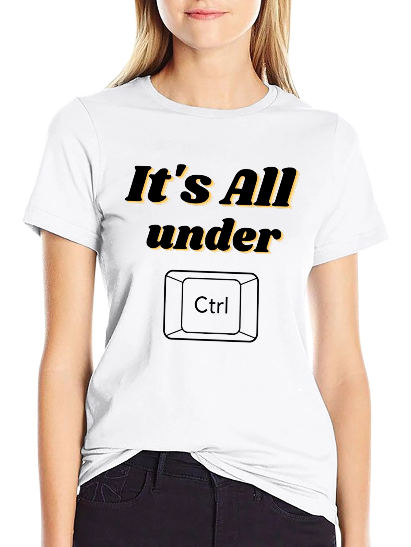 Black It's All Under Ctrl Funny Graphic T-Shirt view 9