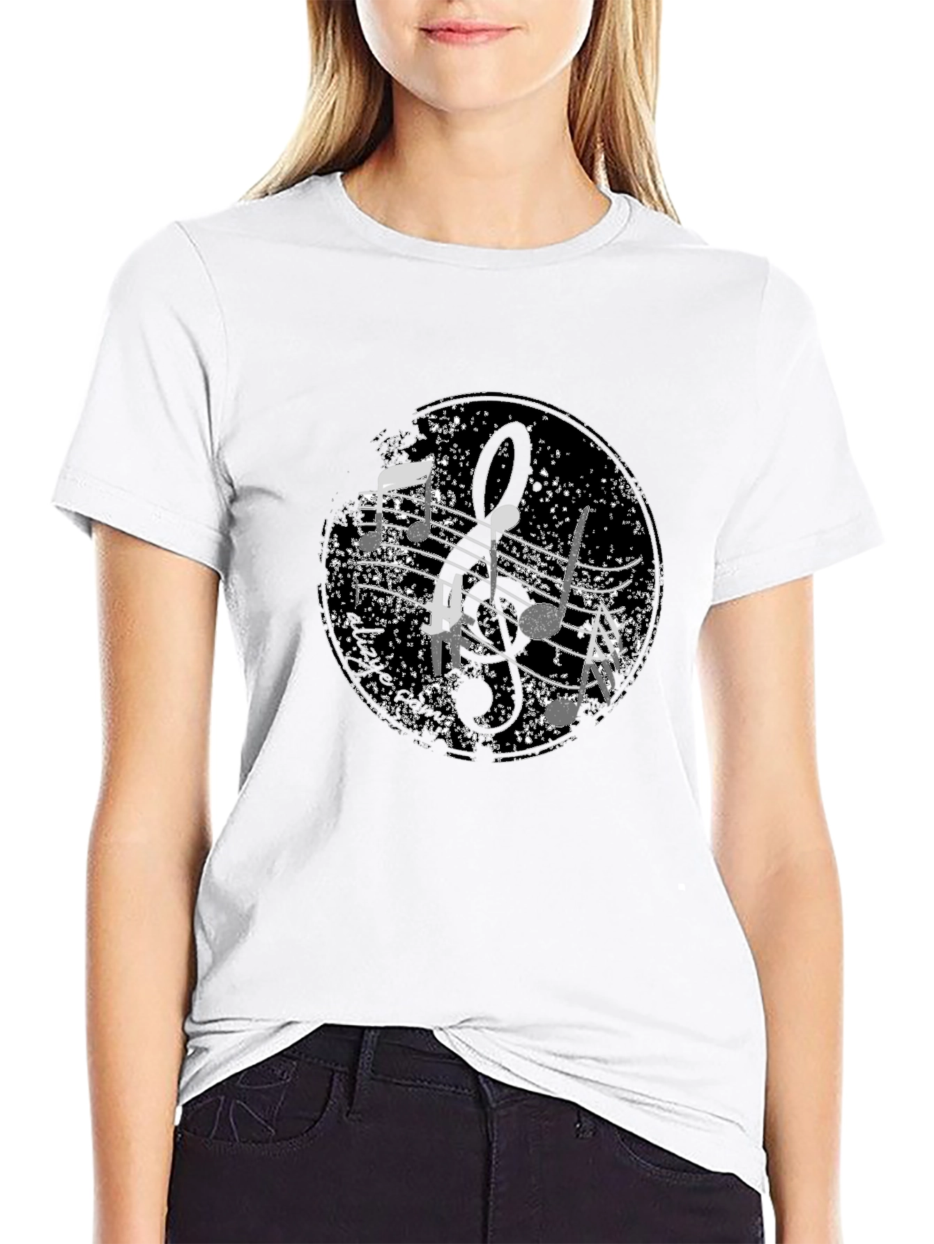 Black Musical Note Graphic Black T-Shirt view 9