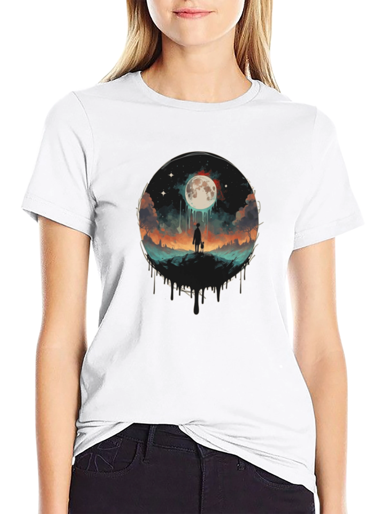 Black Moonlit Wanderer Graphic Tee view 9