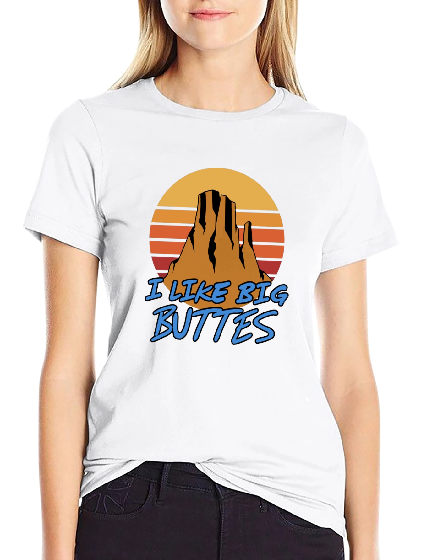 Black I Like Big Buttes Men's Graphic Tee - Desert Mountain Sunset T-Shirt view 9