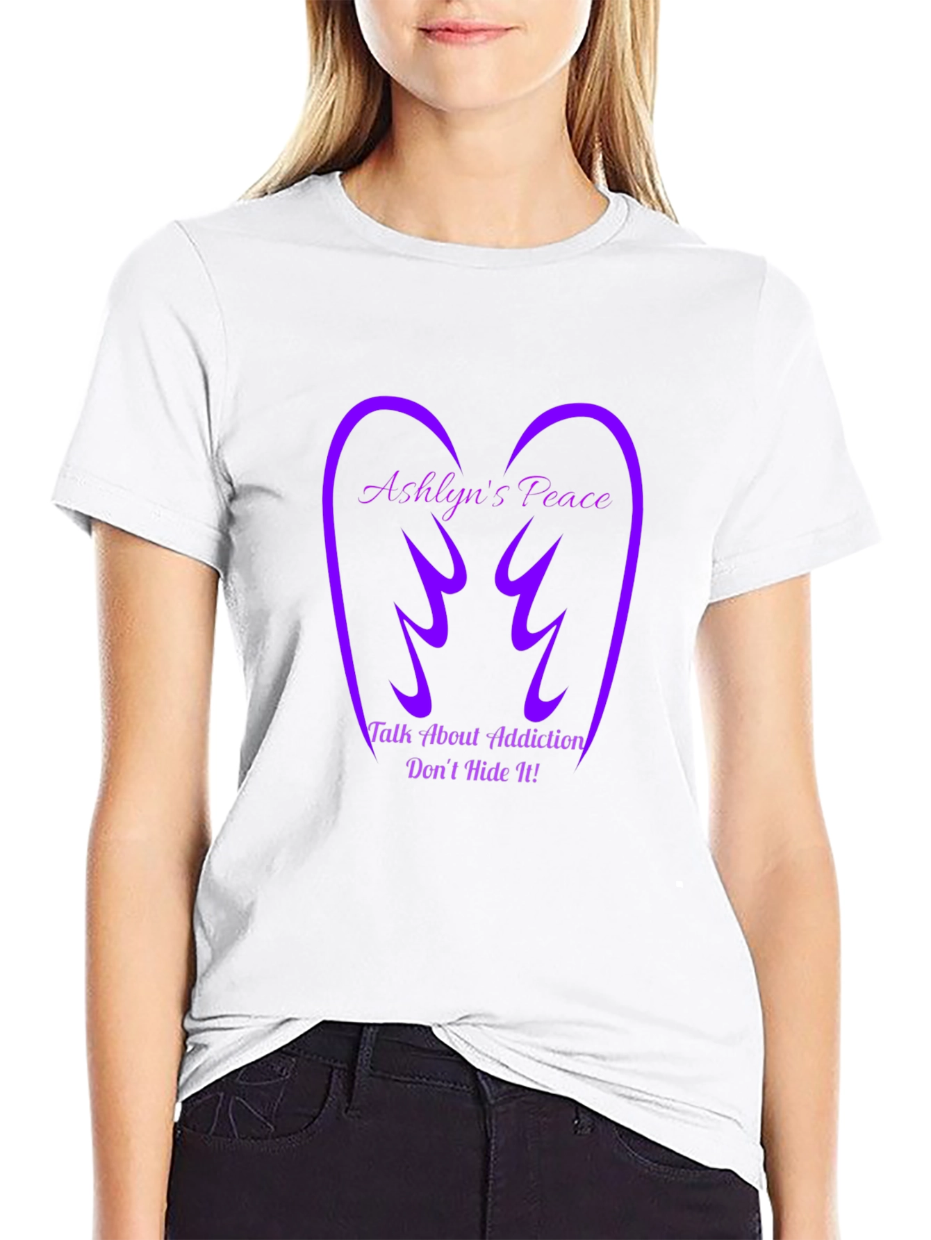 Black Ashlyn's Peace Addiction Awareness T-Shirt view 9