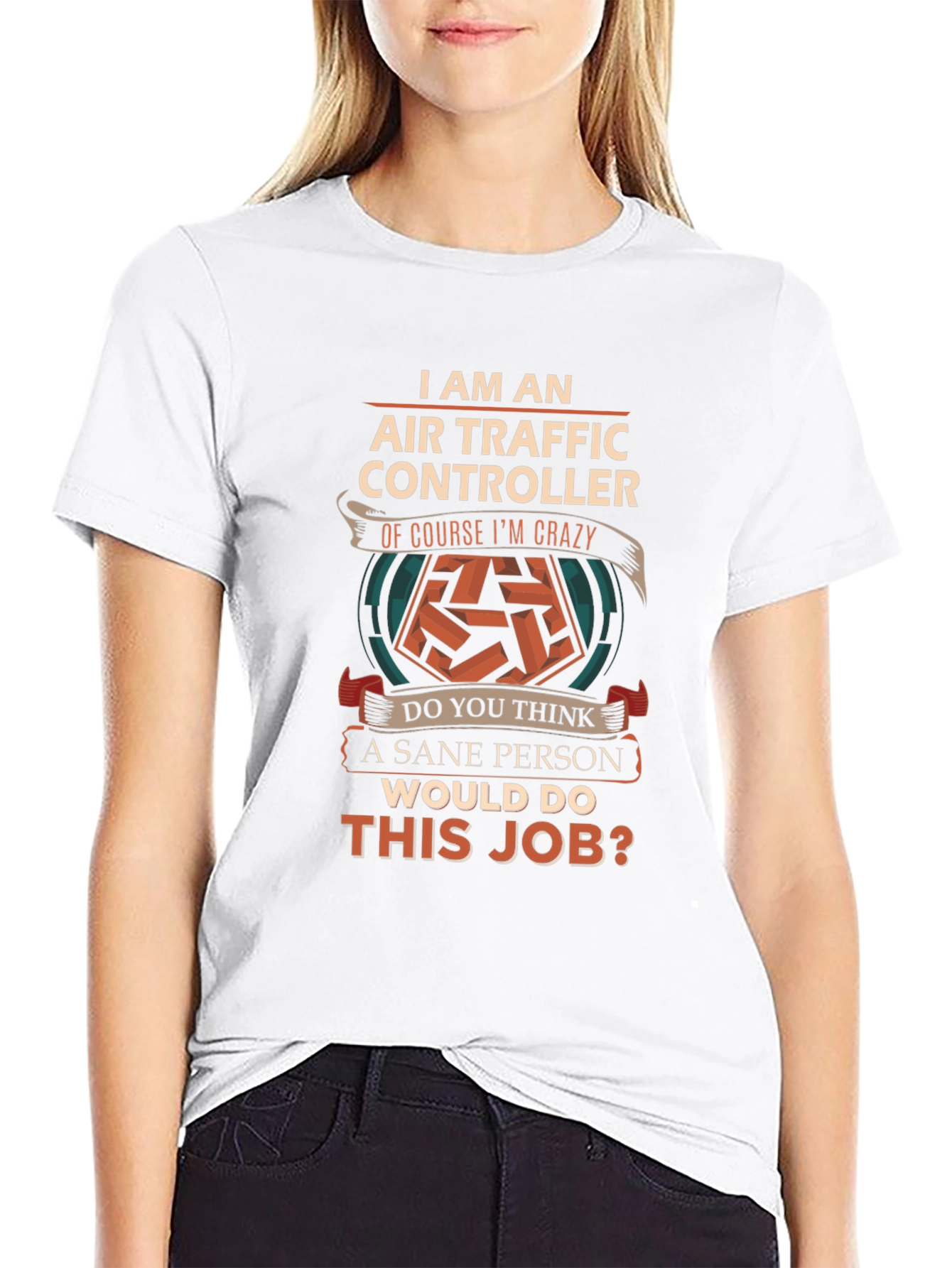 Black Air Traffic Controller Crazy Job T-Shirt view 9