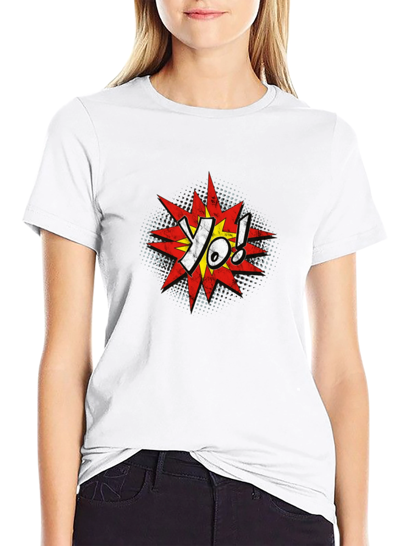 Black Yo! Comic Style Graphic T-Shirt - Black view 9