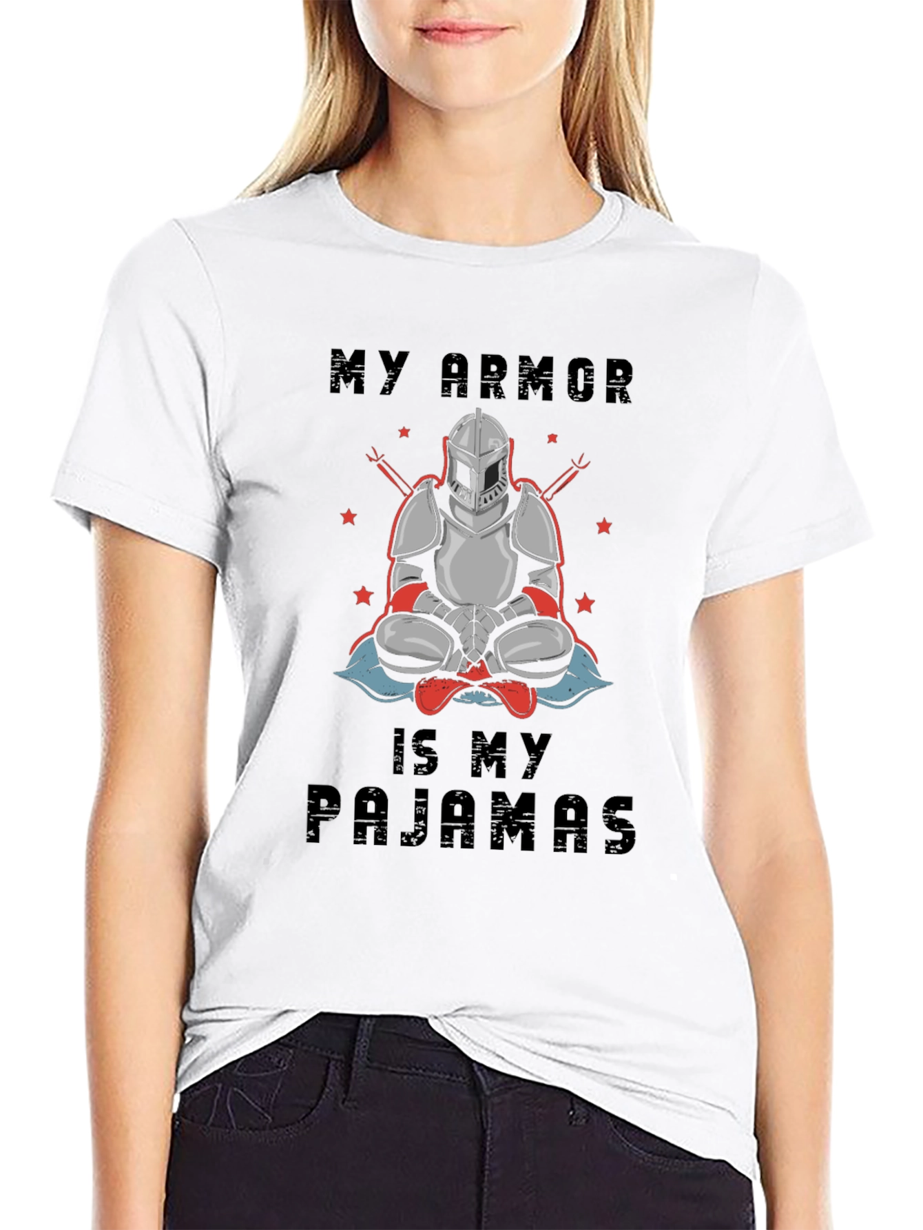 Black My Armor Is My Pajamas Graphic Tee view 9