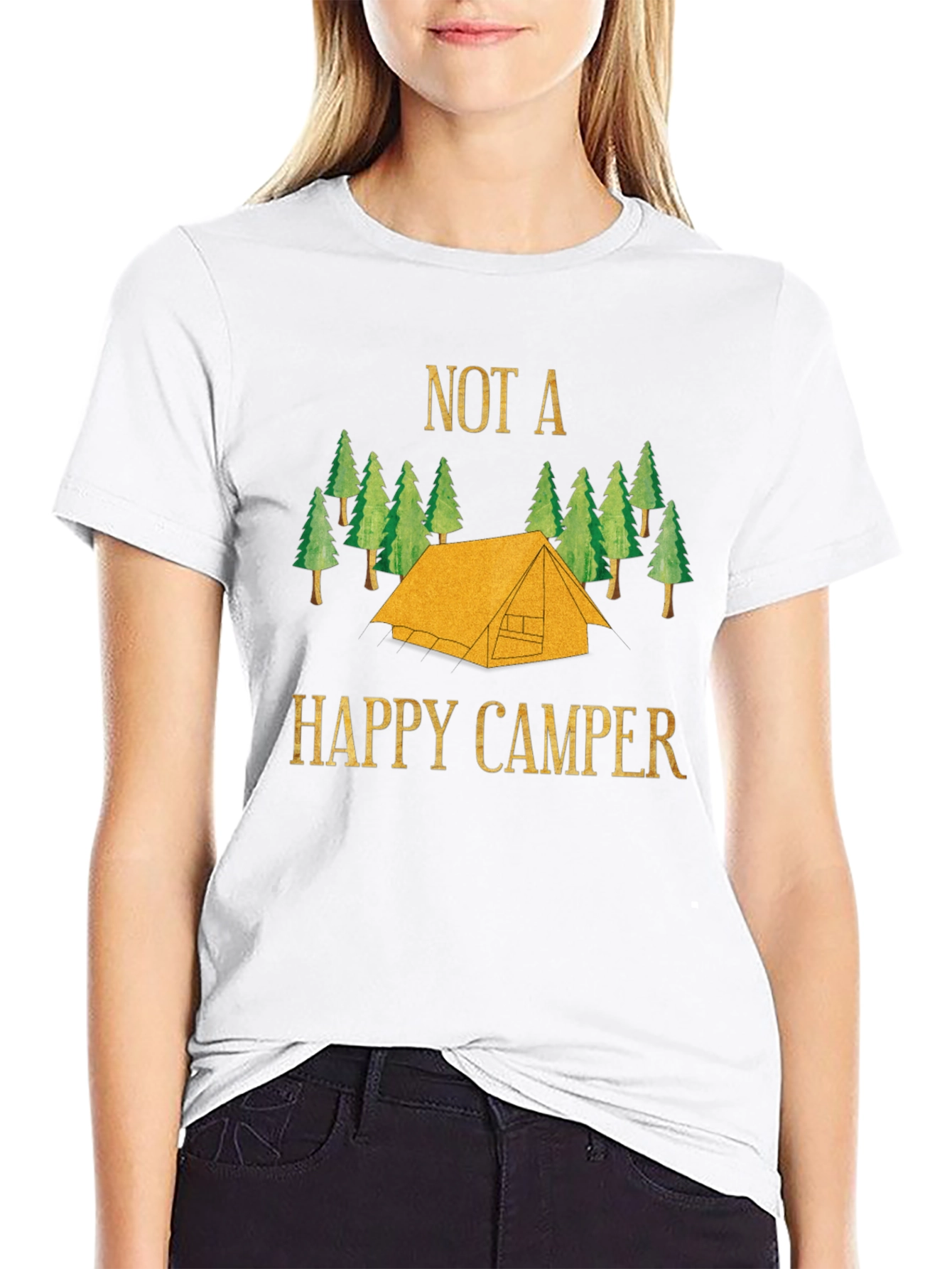 Black Not a Happy Camper Graphic Tee - Black Cotton view 9