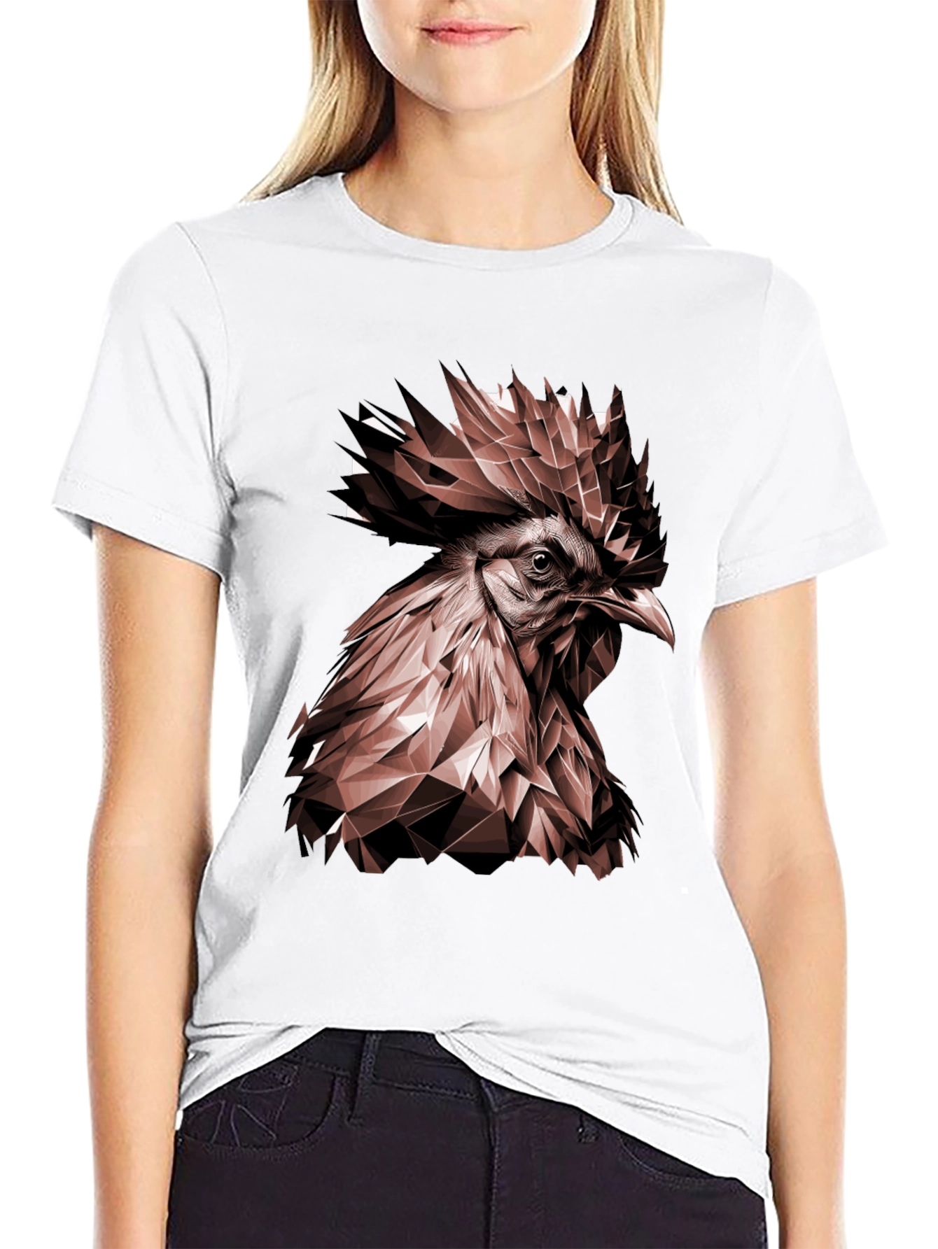 Black Geometric Rooster Graphic Tee - Bold & Stylish view 9