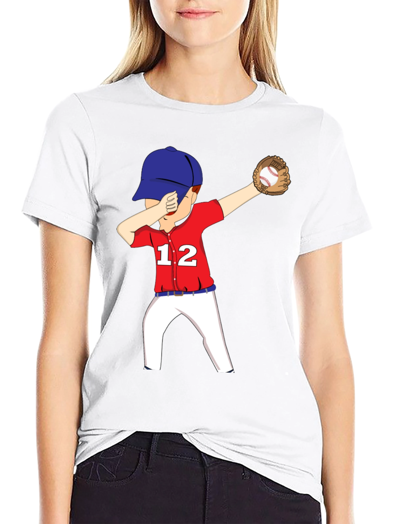 Black Dabbing Baseball Player Graphic T-Shirt view 9