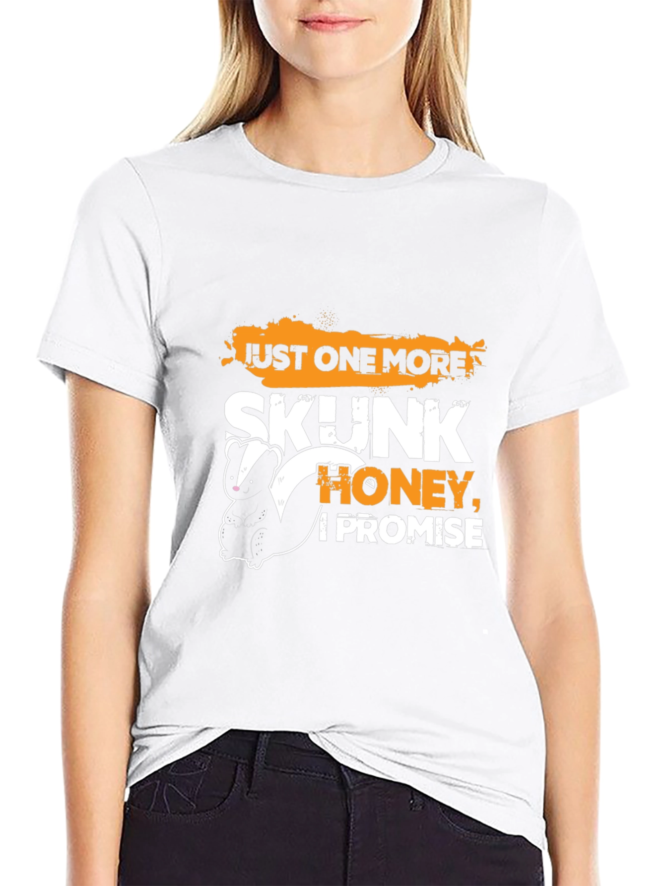 Black Just One More Skunk, Honey, I Promise T-Shirt view 9
