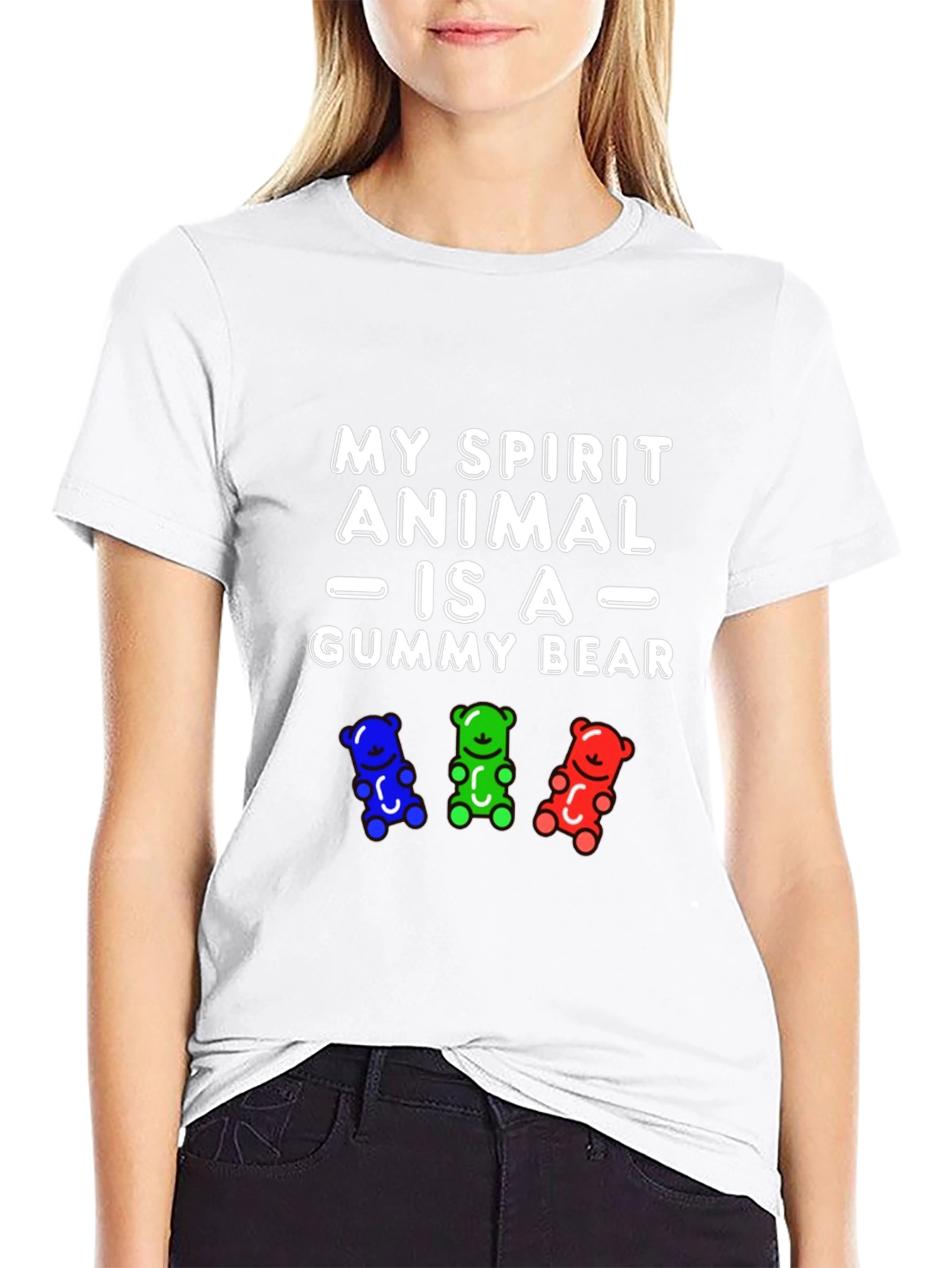 Black Gummy Bear Spirit Animal Graphic T-Shirt view 9