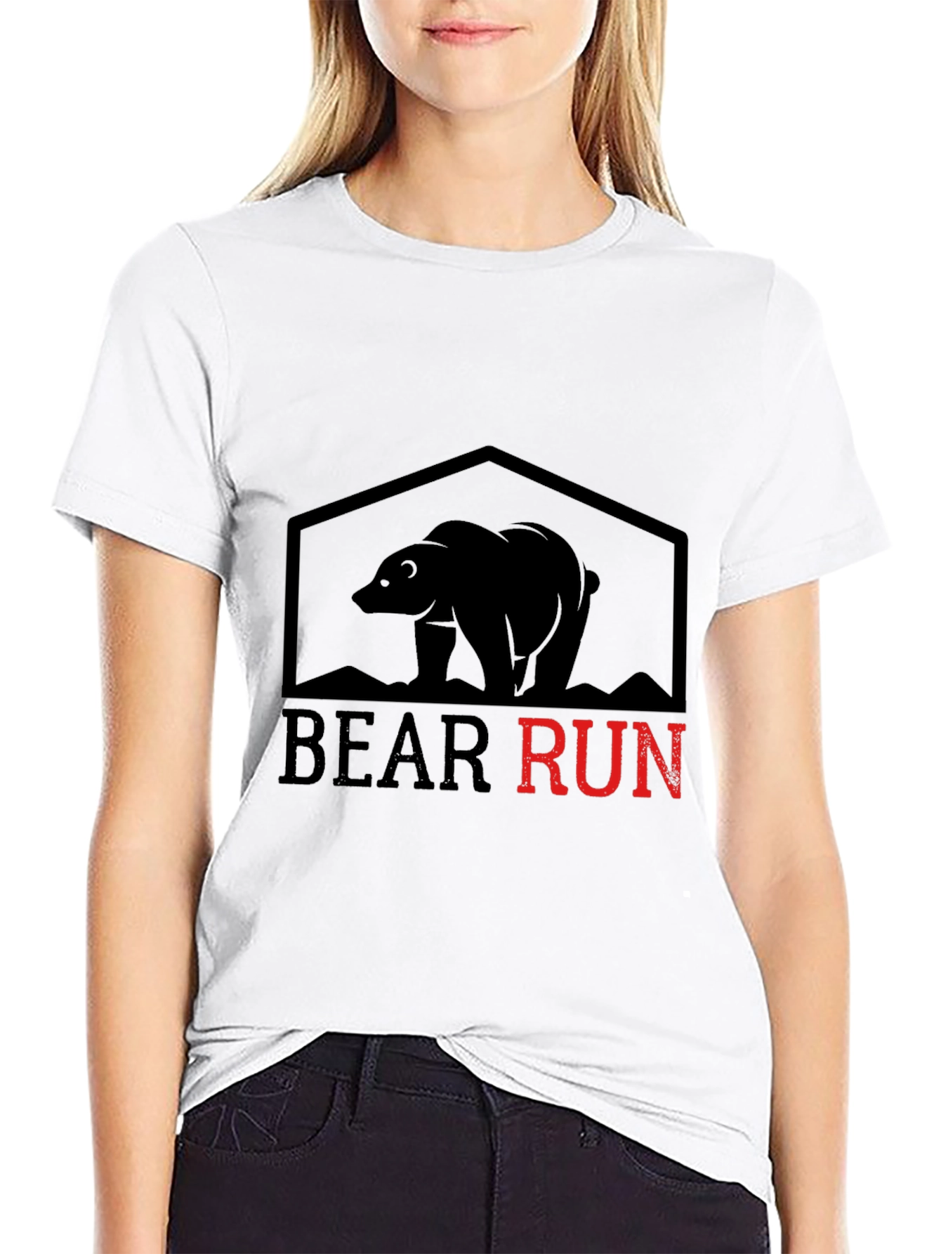 Black Bear Run Graphic Tee - Black Cotton T-Shirt view 9