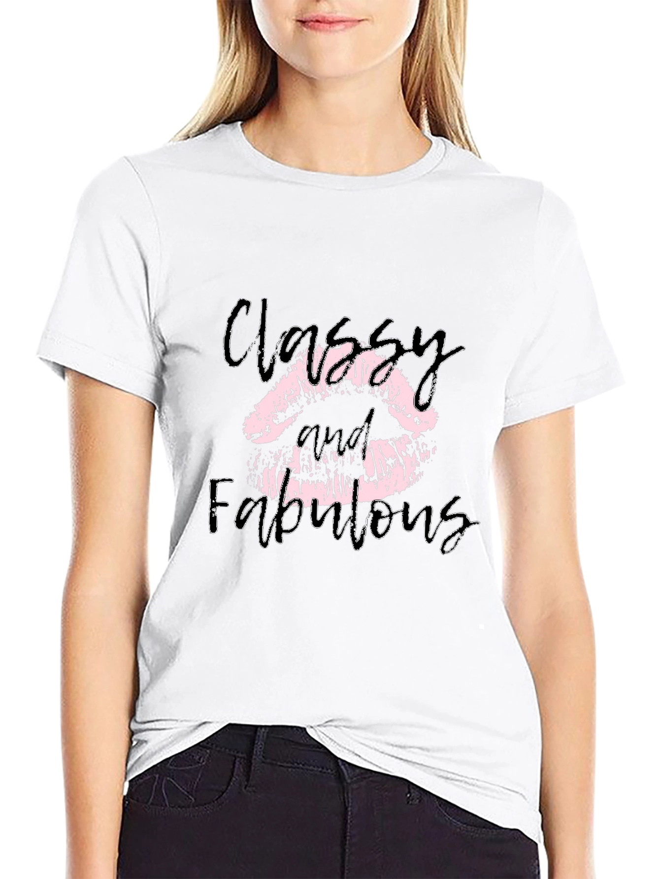 Black Classy & Fabulous Lips Graphic Tee view 9