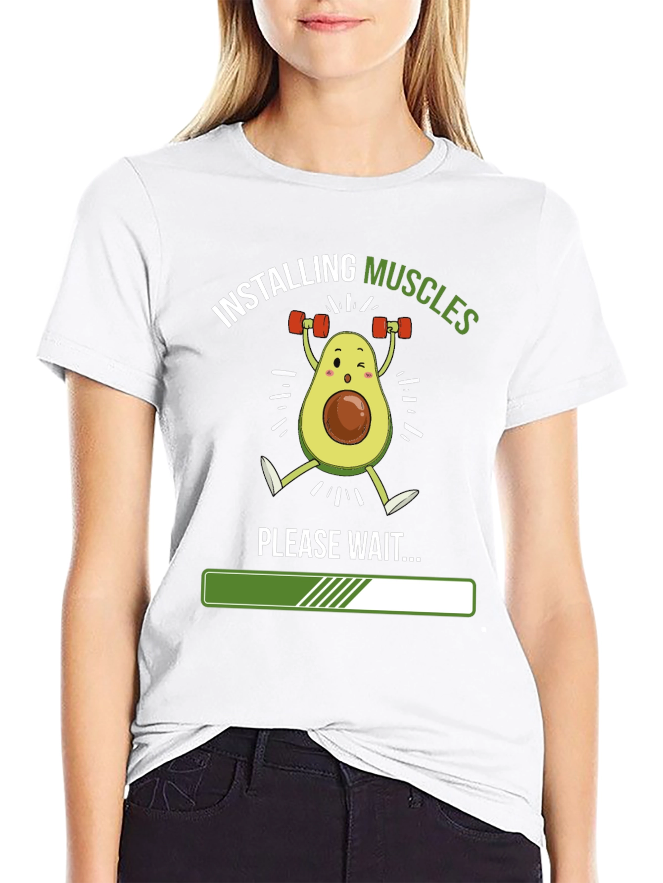 Black Installing Muscles Funny Avocado Gym T-Shirt view 9