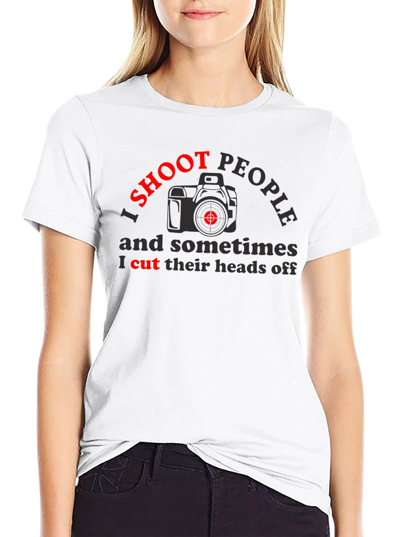 Black I Shoot People T-Shirt - Photography Humor Tee view 9