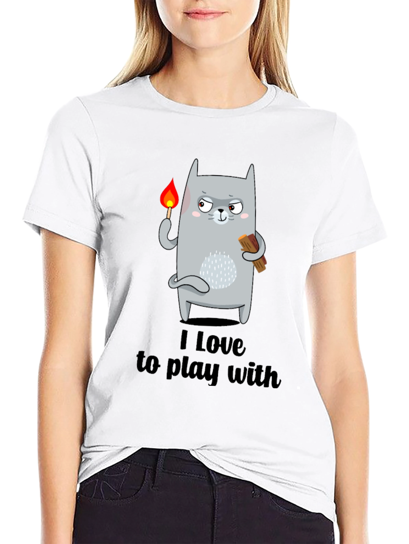 Black I Love To Play With Funny Cat T-Shirt view 9