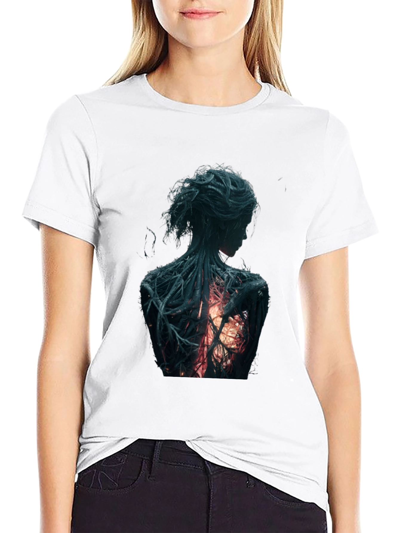 Black Artsy Back Graphic Black T-Shirt view 9