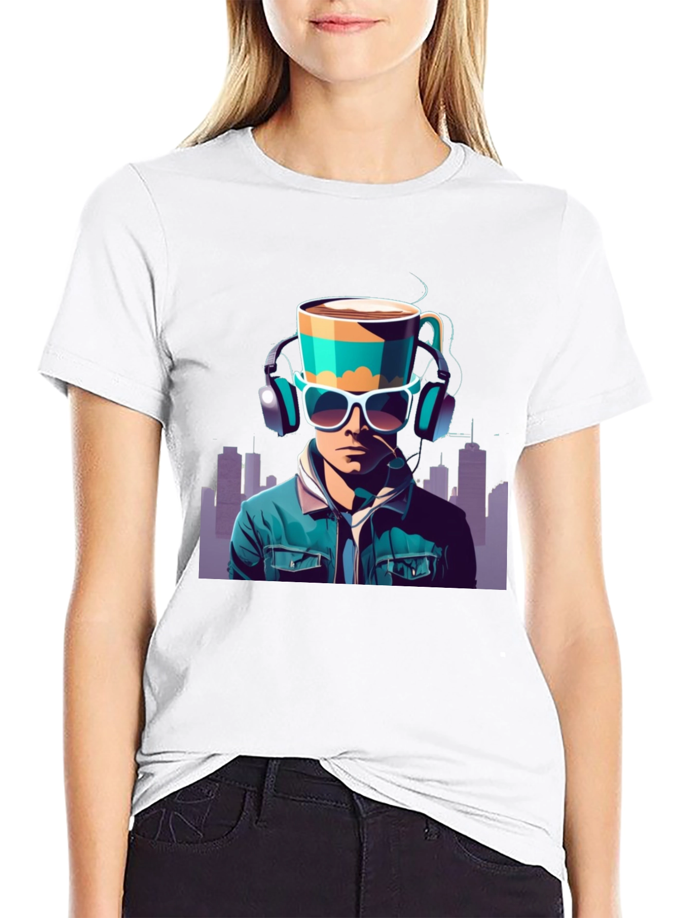 Black Coffee Headphone Man Graphic Tee view 9