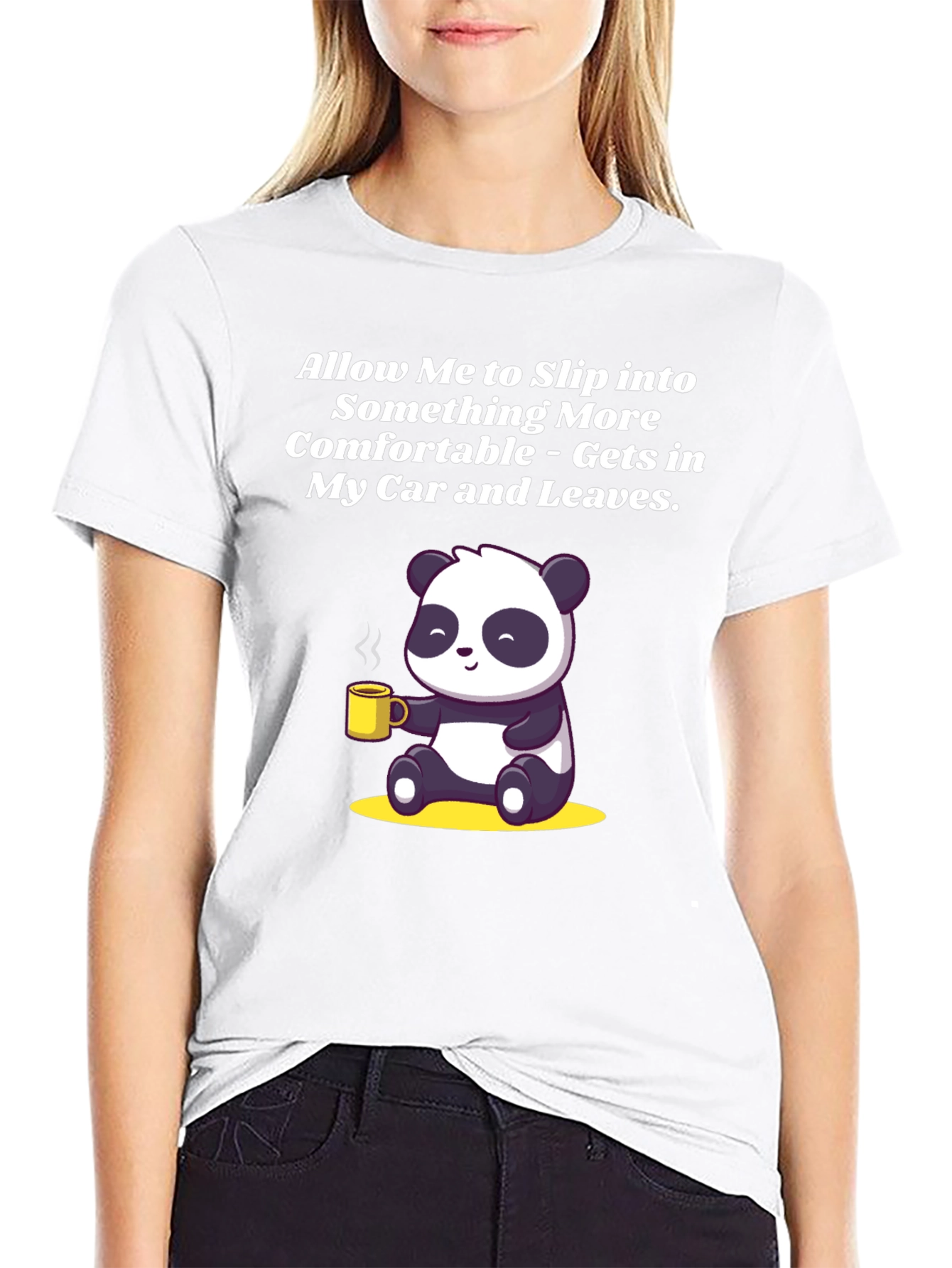 Black Funny Panda Graphic T-Shirt - Allow Me to Slip Into Something More Comfortable view 9