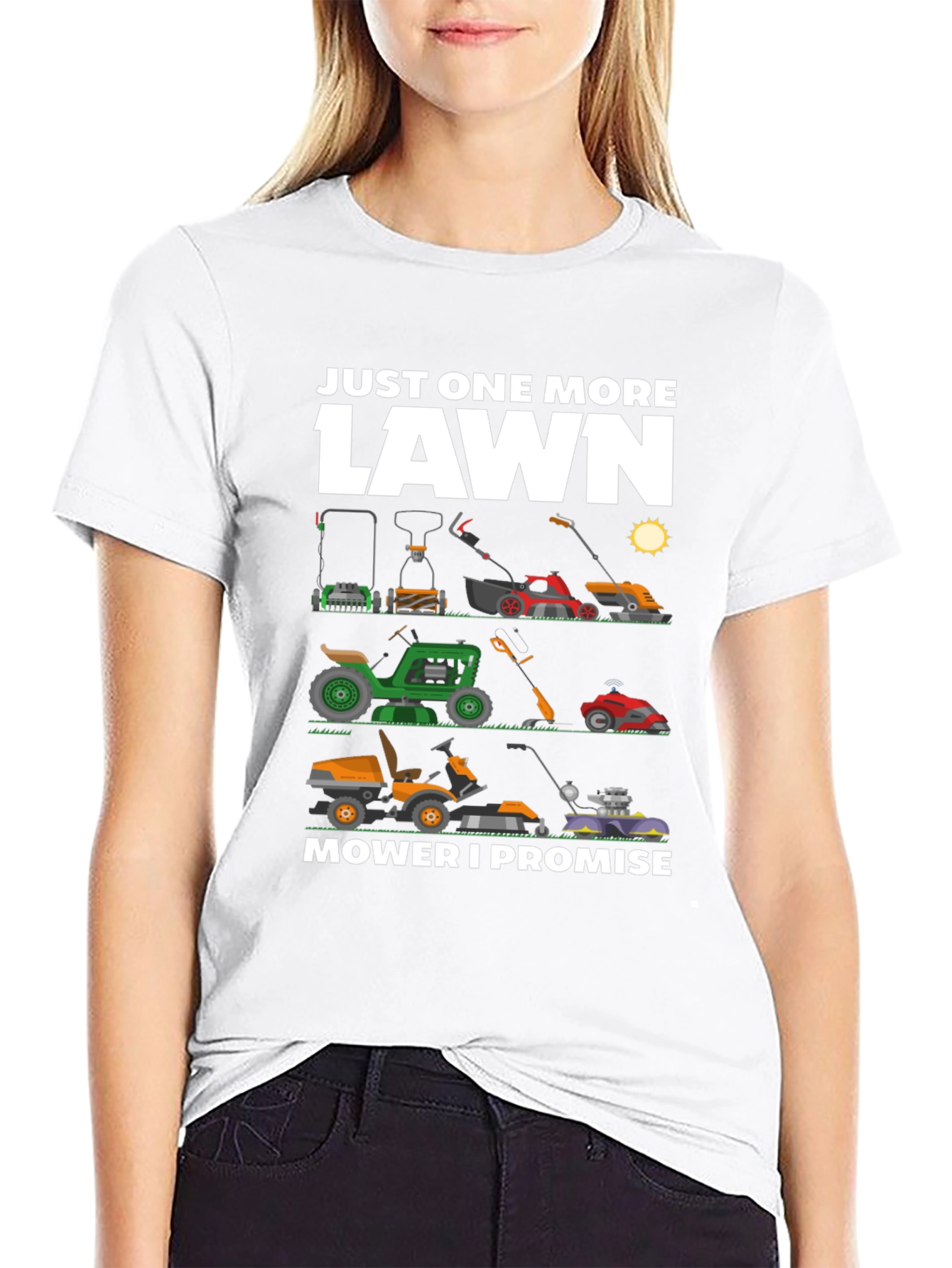 Black Just One More Lawn Mower T-Shirt view 9