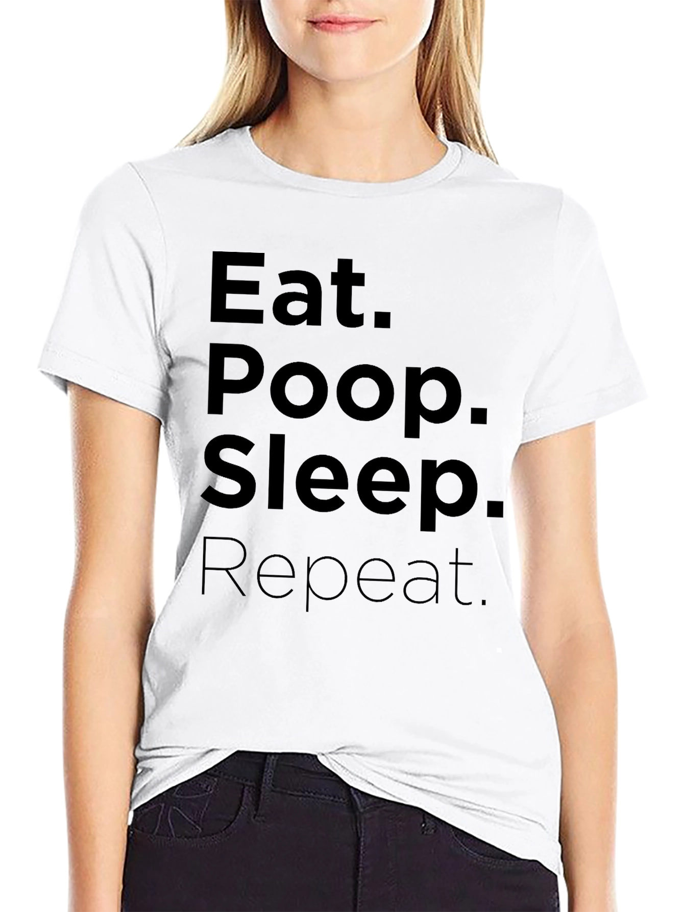 Black Eat Poop Sleep Repeat T-Shirt - Funny Casual Tee view 9
