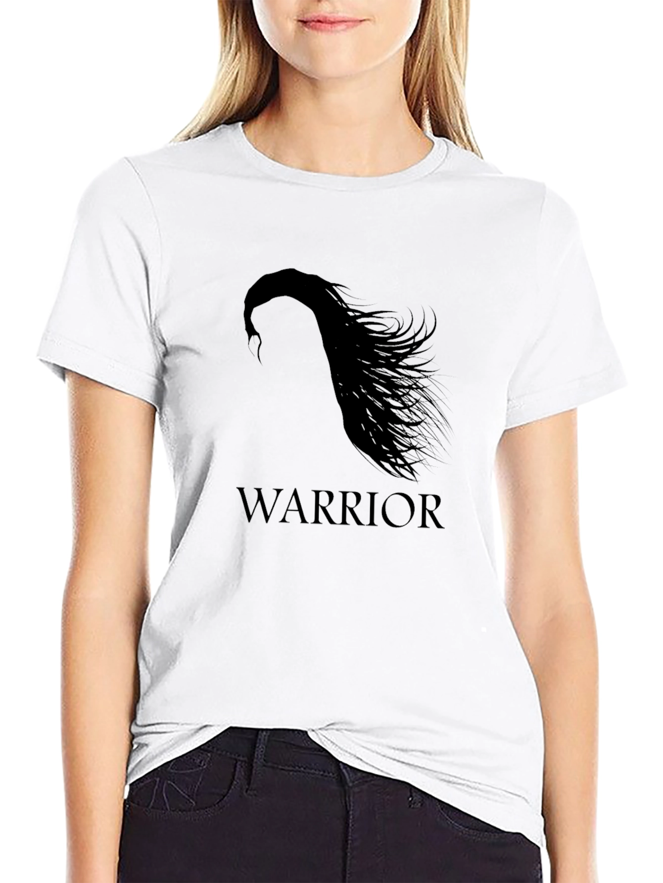 Black Warrior Silhouette Graphic Black T-Shirt view 9