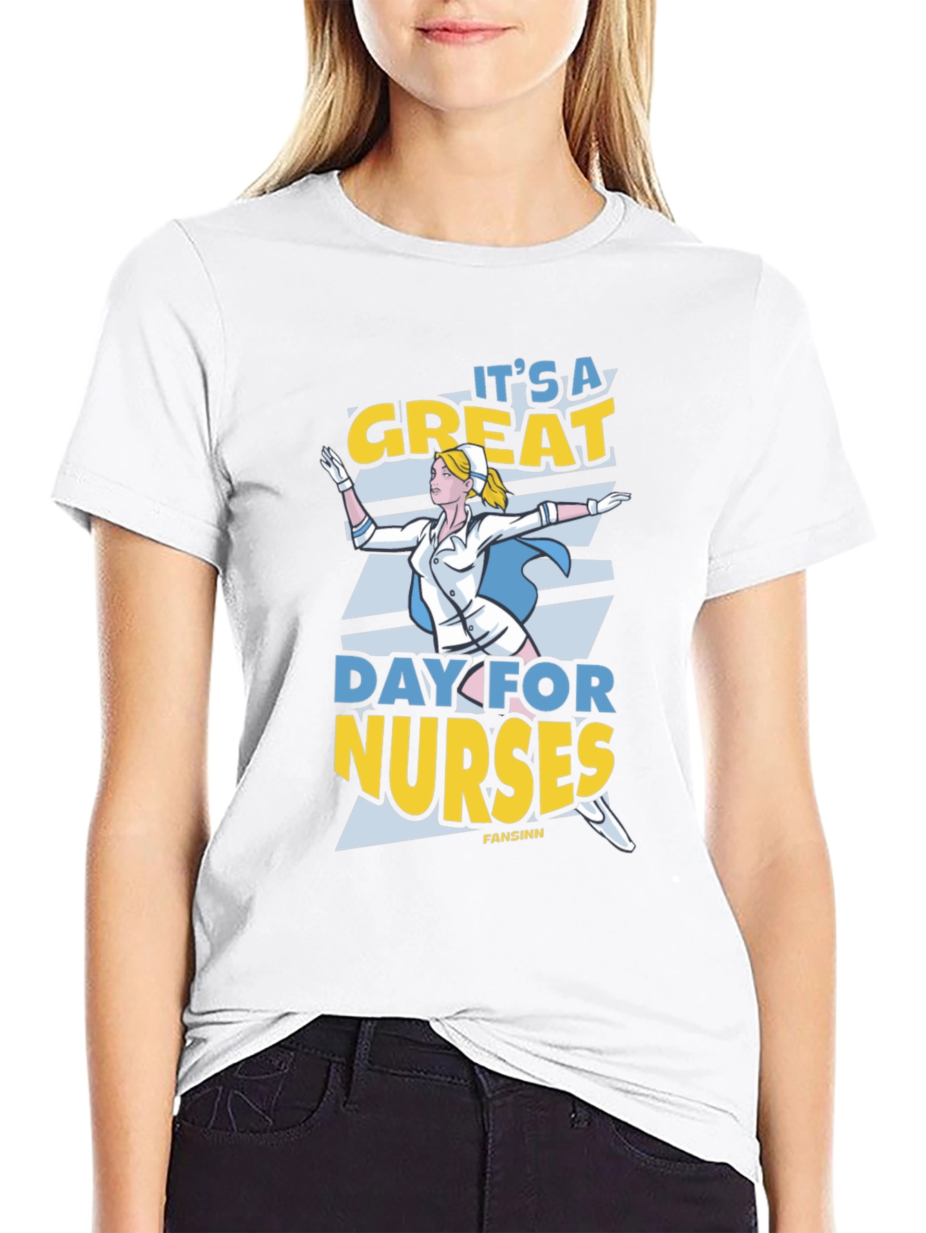 Black It's a Great Day for Nurses T-Shirt view 9