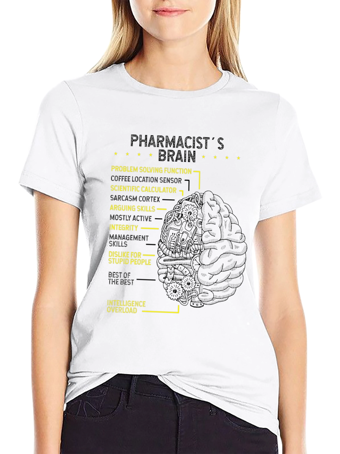 Black Pharmacist's Brain T-Shirt - Funny Gift view 9