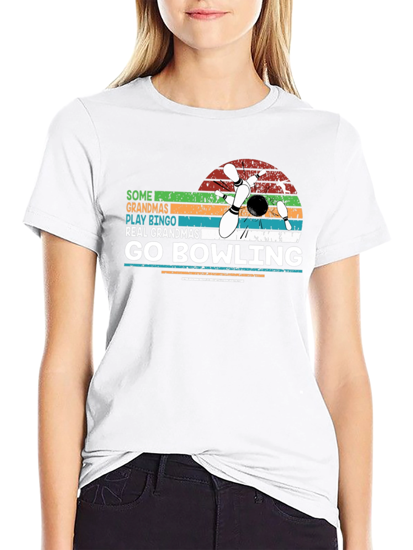 Black Grandma Bowling T-Shirt - Fun Graphic Tee view 9