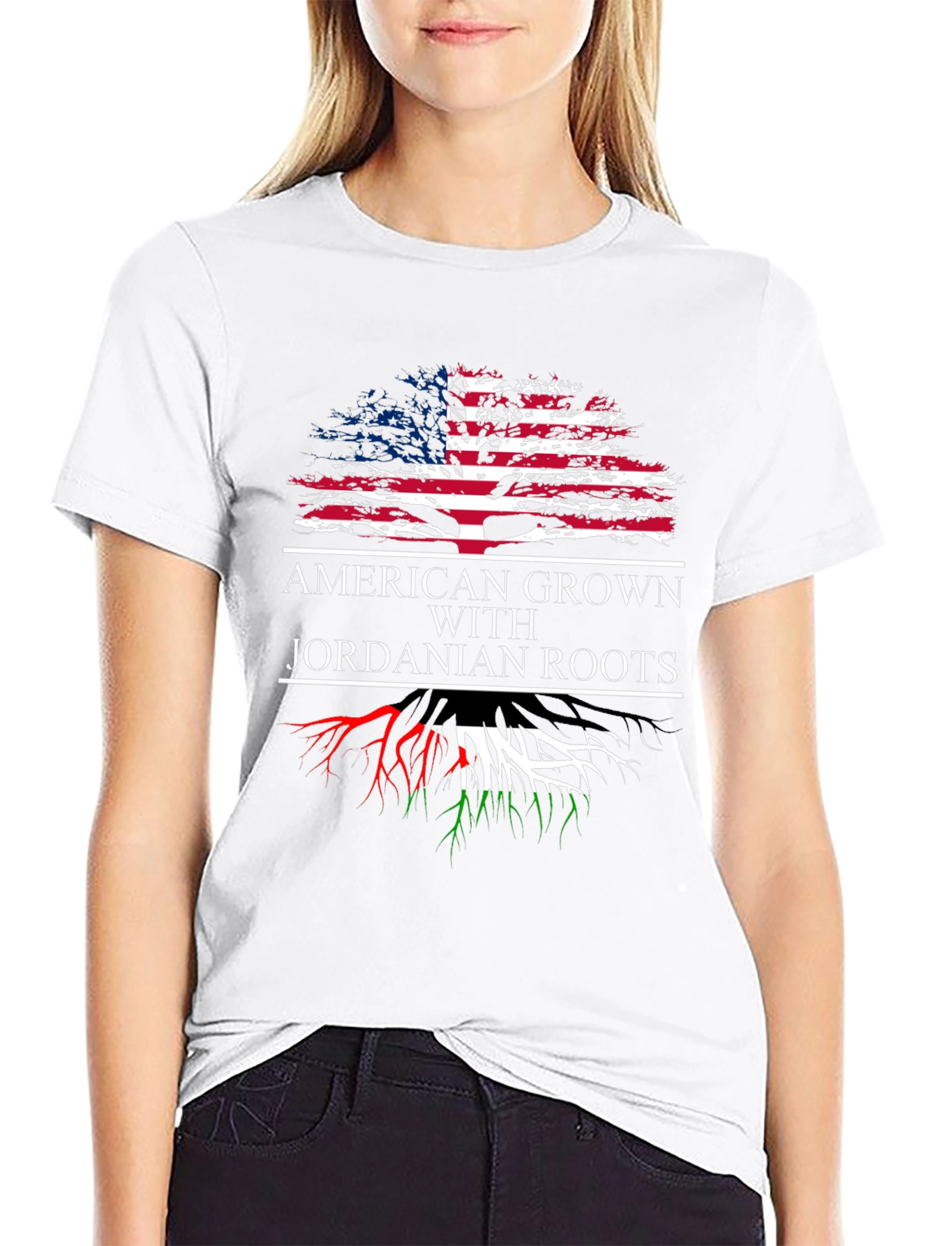 Black American Grown with Jordanian Roots T-Shirt view 9