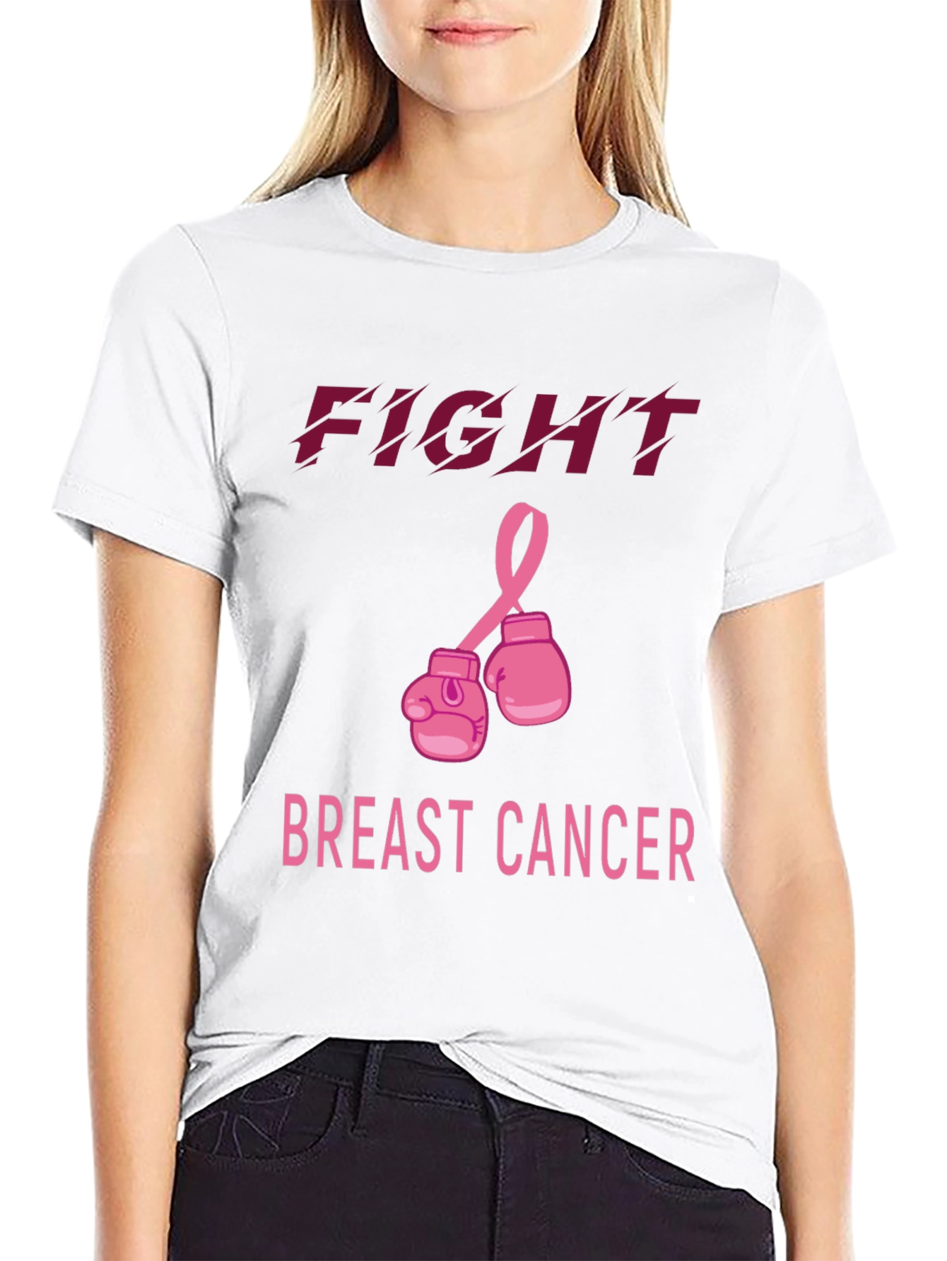Black Fight Breast Cancer T-Shirt view 9