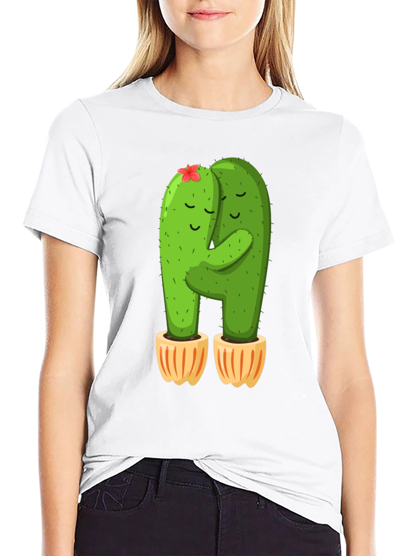 Black Cactus Hug T-Shirt - Cute and Comfy! view 9