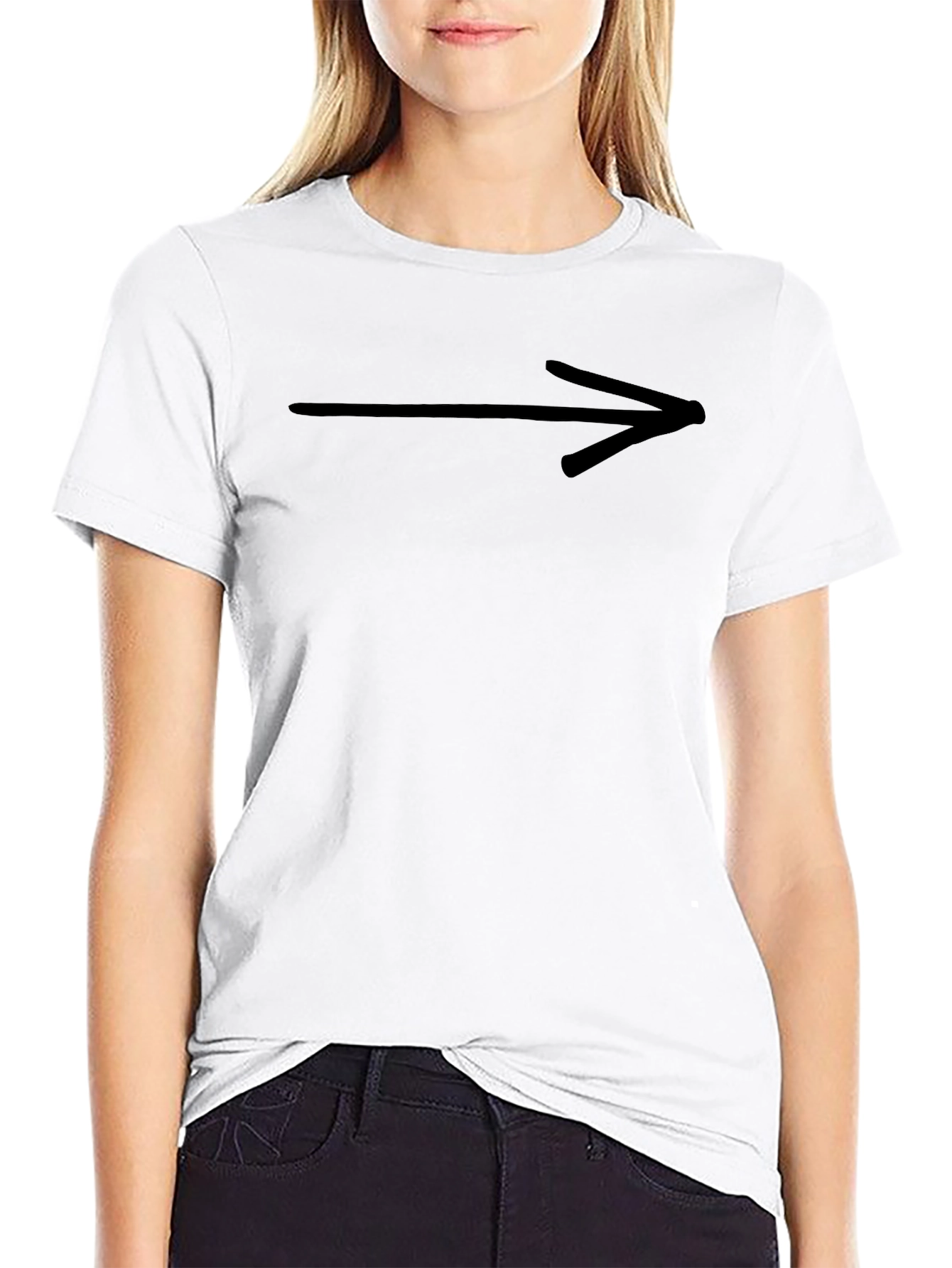 Black Black T-Shirt with Arrow Graphic Print view 9