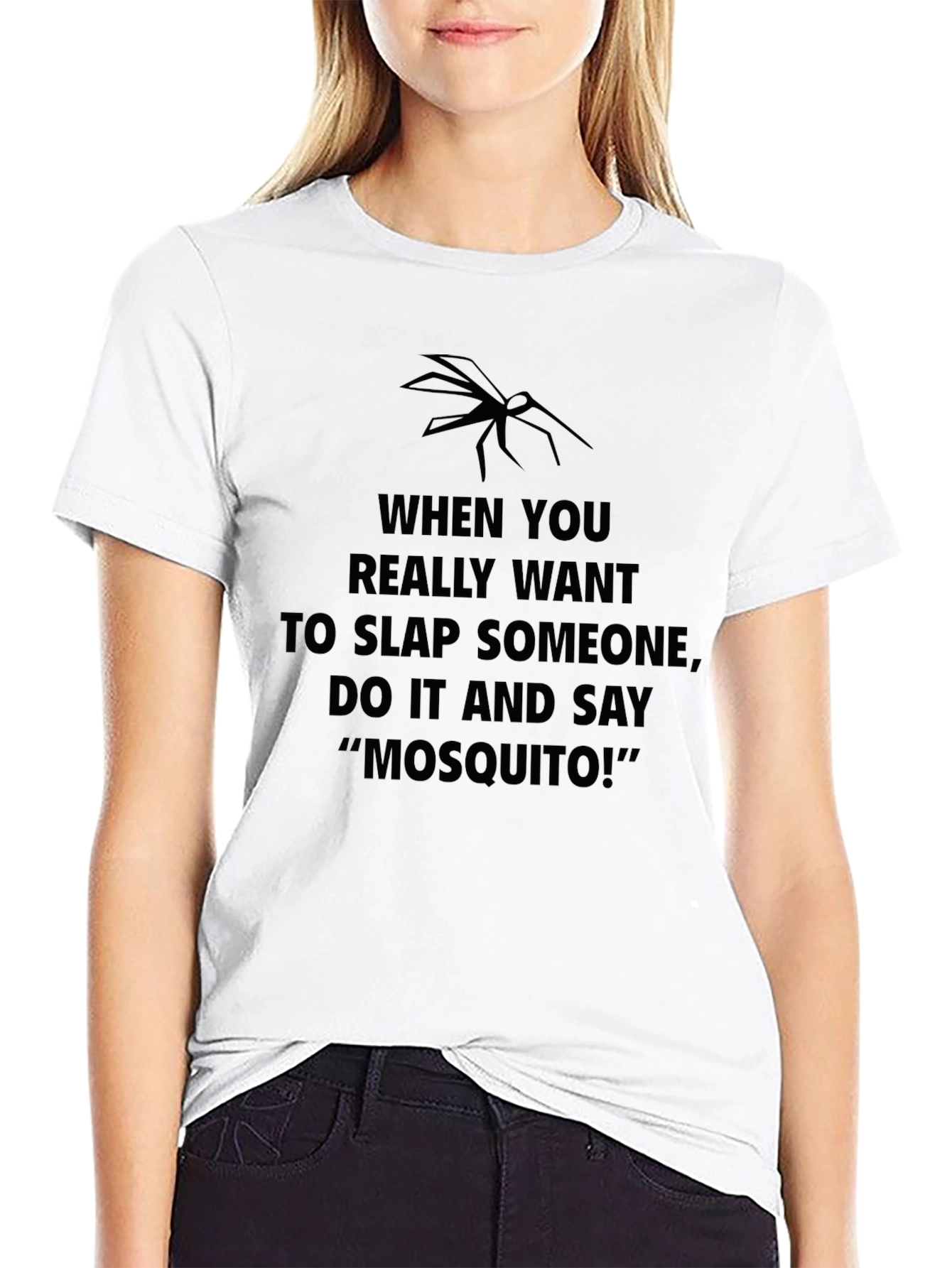 Black Mosquito Slap Funny Sarcastic Novelty Graphic T-Shirt view 9